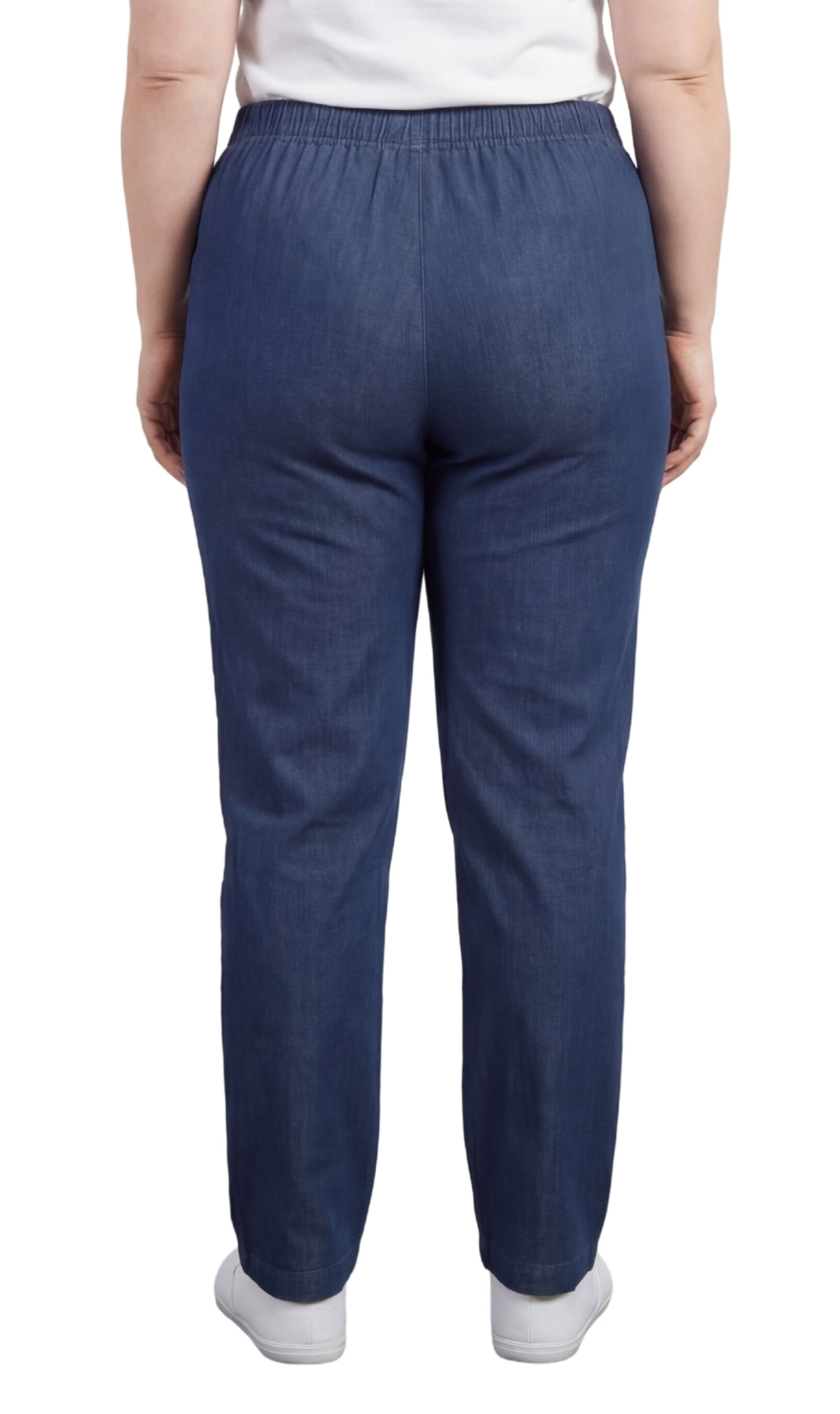 Turtle Bay New York Women's Lightweight Pull-On Denim Jeans with Elastic Waist Indigo back