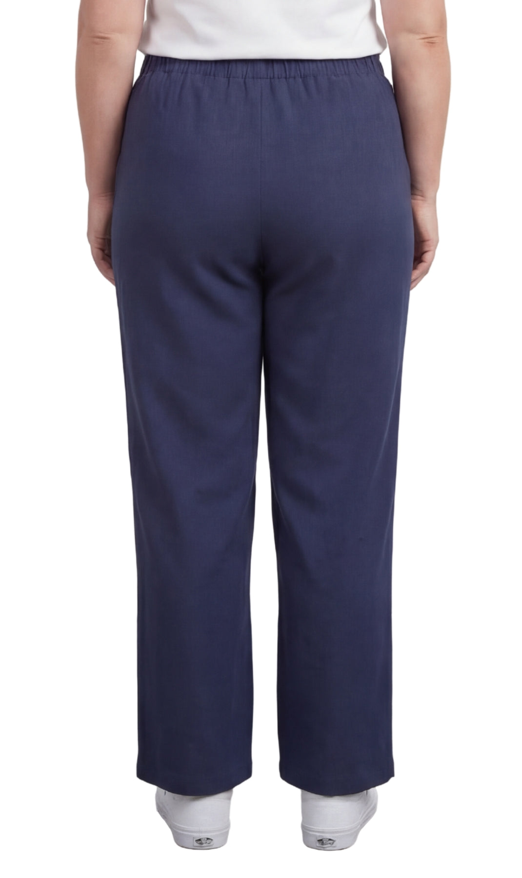 Turtle Bay New York Women's Lightweight Pull-On Denim Jeans with Elastic Waist navy back