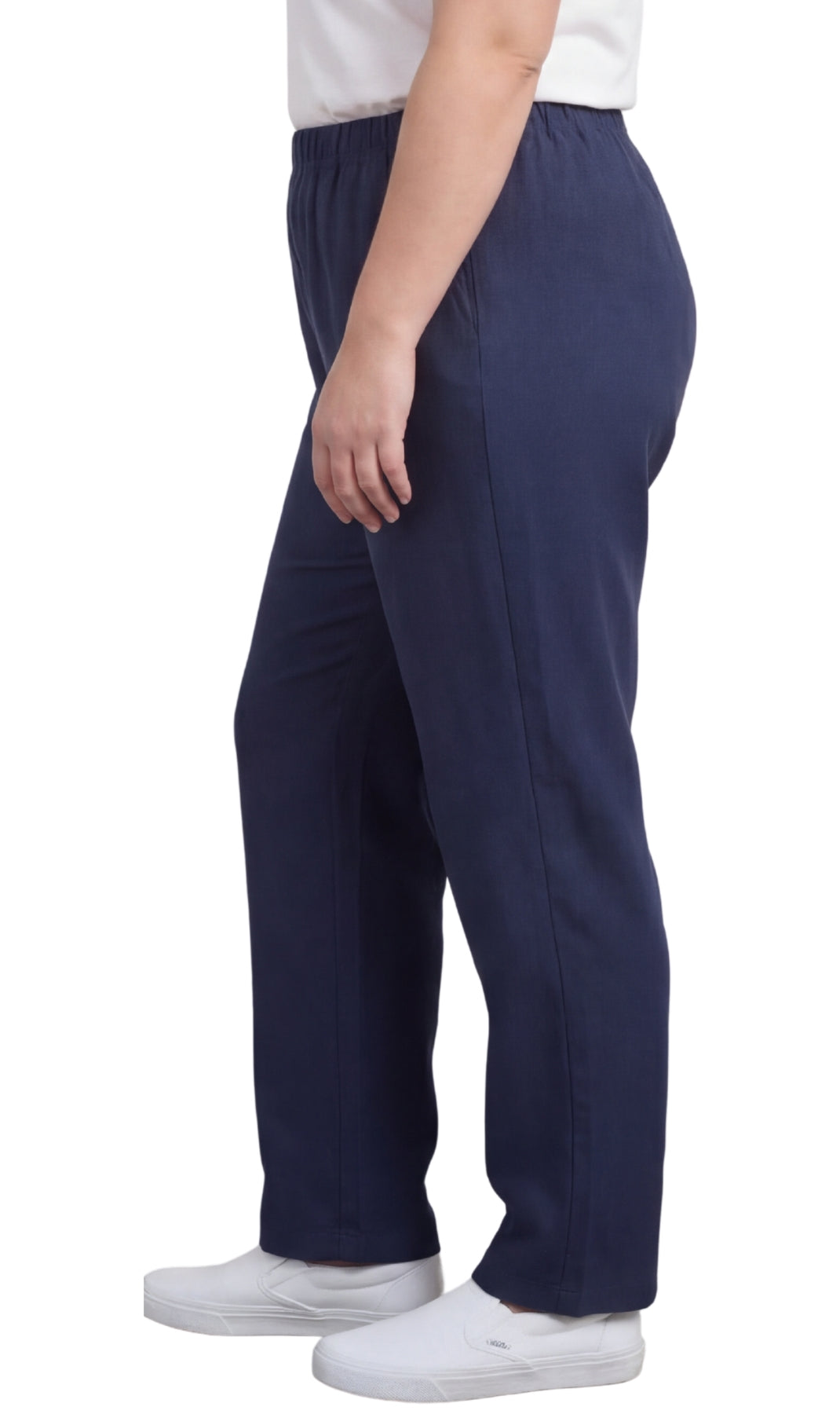Turtle Bay New York Women's Lightweight Pull-On Denim Jeans with Elastic Waist navy side