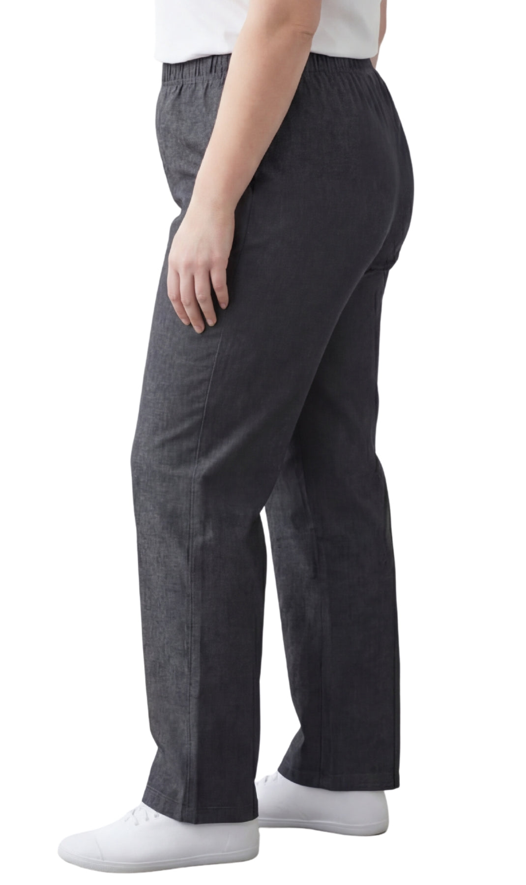 Turtle Bay New York Women's Lightweight Pull-On Denim Jeans with Elastic Waist black side