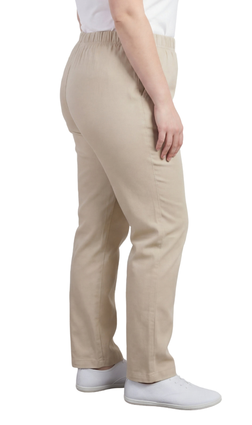 Turtle Bay New York Women's Lightweight Pull-On Denim Jeans with Elastic Waist stone side