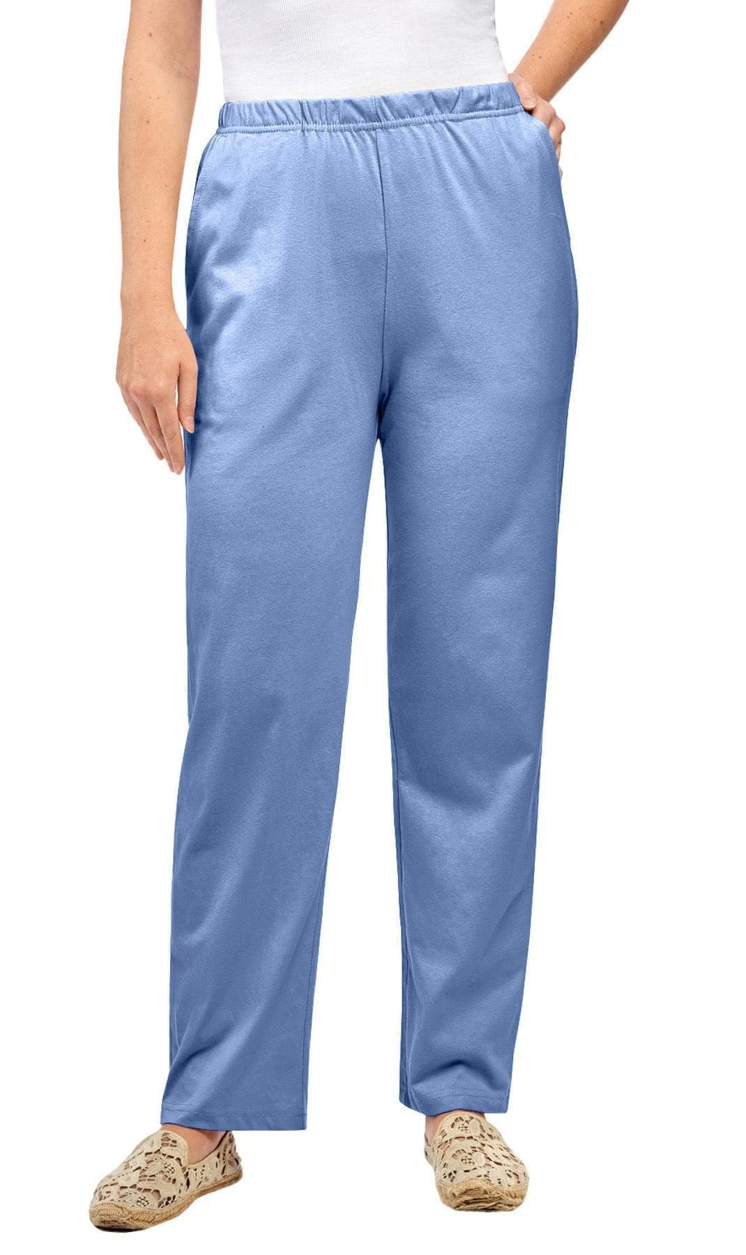 Women's Knit Pull On PantÔÇô Your Go-To Casuals for Busy Days and Cozy Nights Alike Cornflower - Front - TURTLE BAY APPAREL