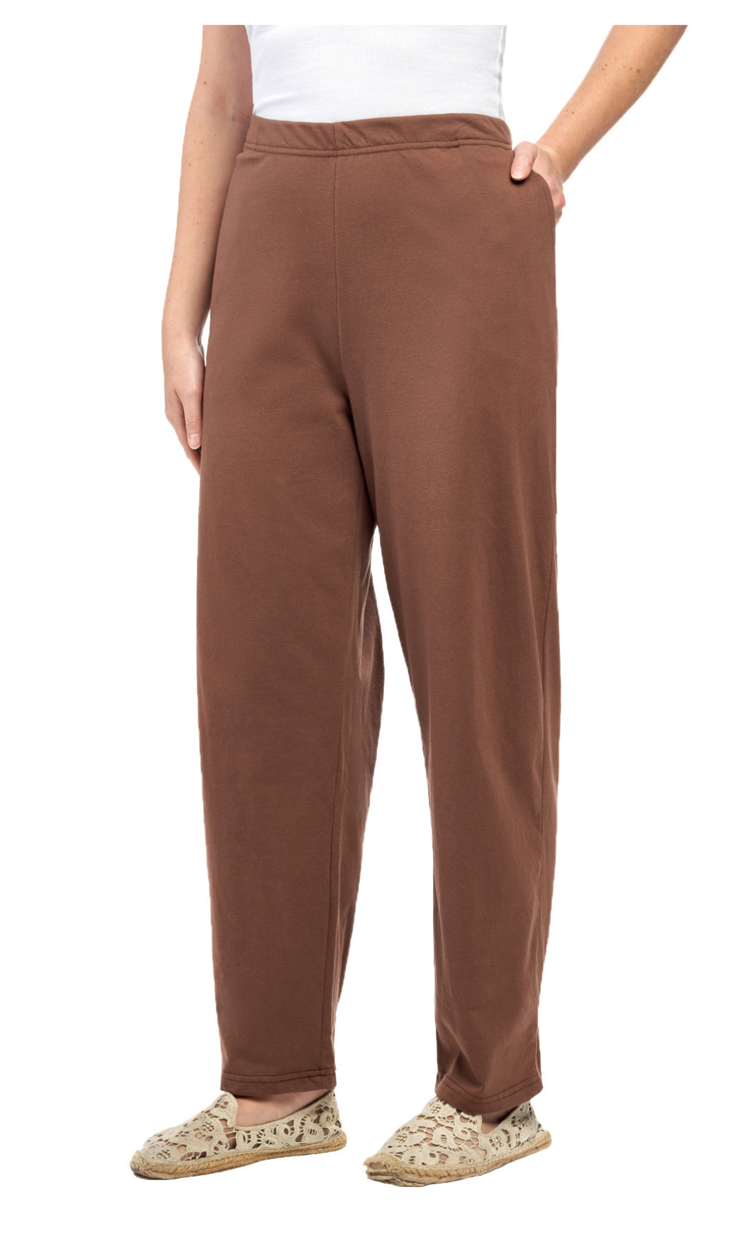 Women's Knit Pull On Pant Your Go-To Casuals for Busy Days and Cozy Nights Alike - Brown - Full-TURTLE BAY APPAREL