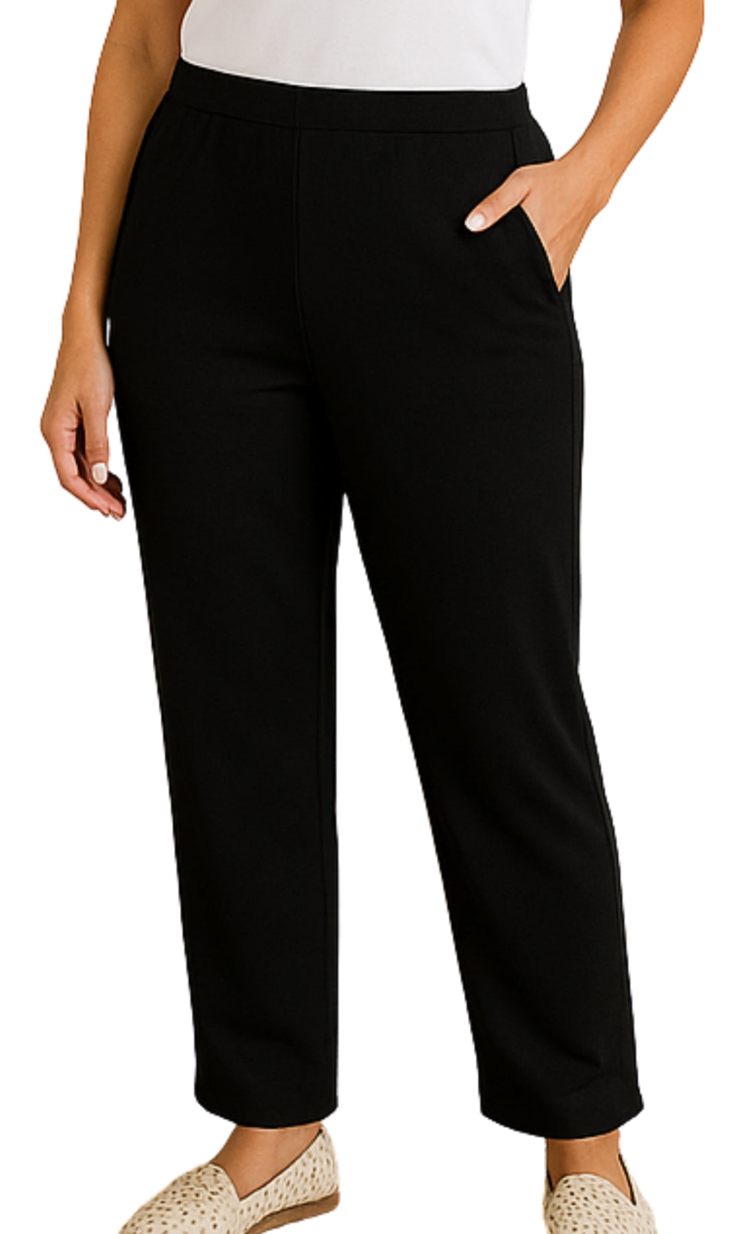 Women's Knit Pull on Pants - Cotton Blend with Flat Front waistband 29