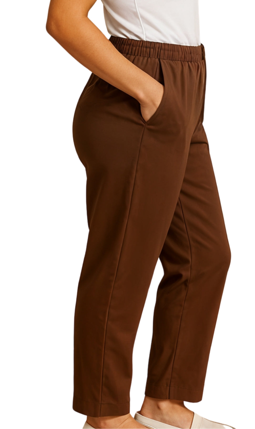 Women's Knit Pull on Pants - Cotton Blend with Flat Front waistband 21