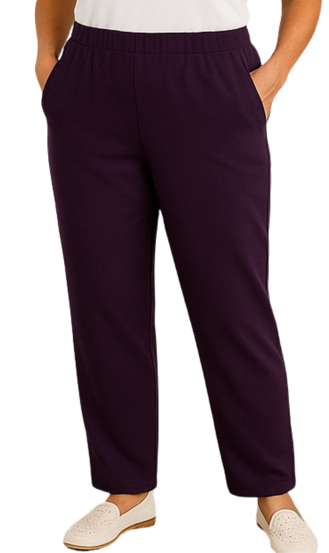 Women's Knit Pull on Pants - Cotton Blend with Flat Front waistband 49