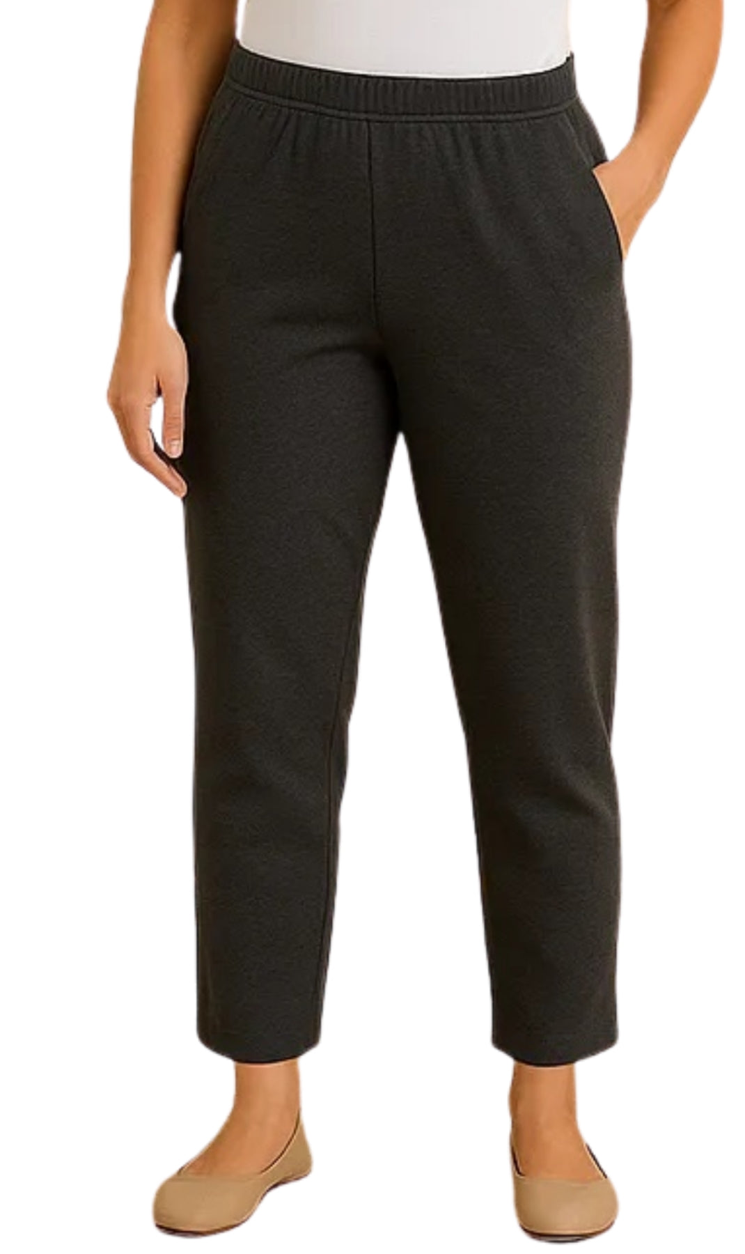 Women's Knit Pull on Pants - Cotton Blend with Flat Front waistband 43