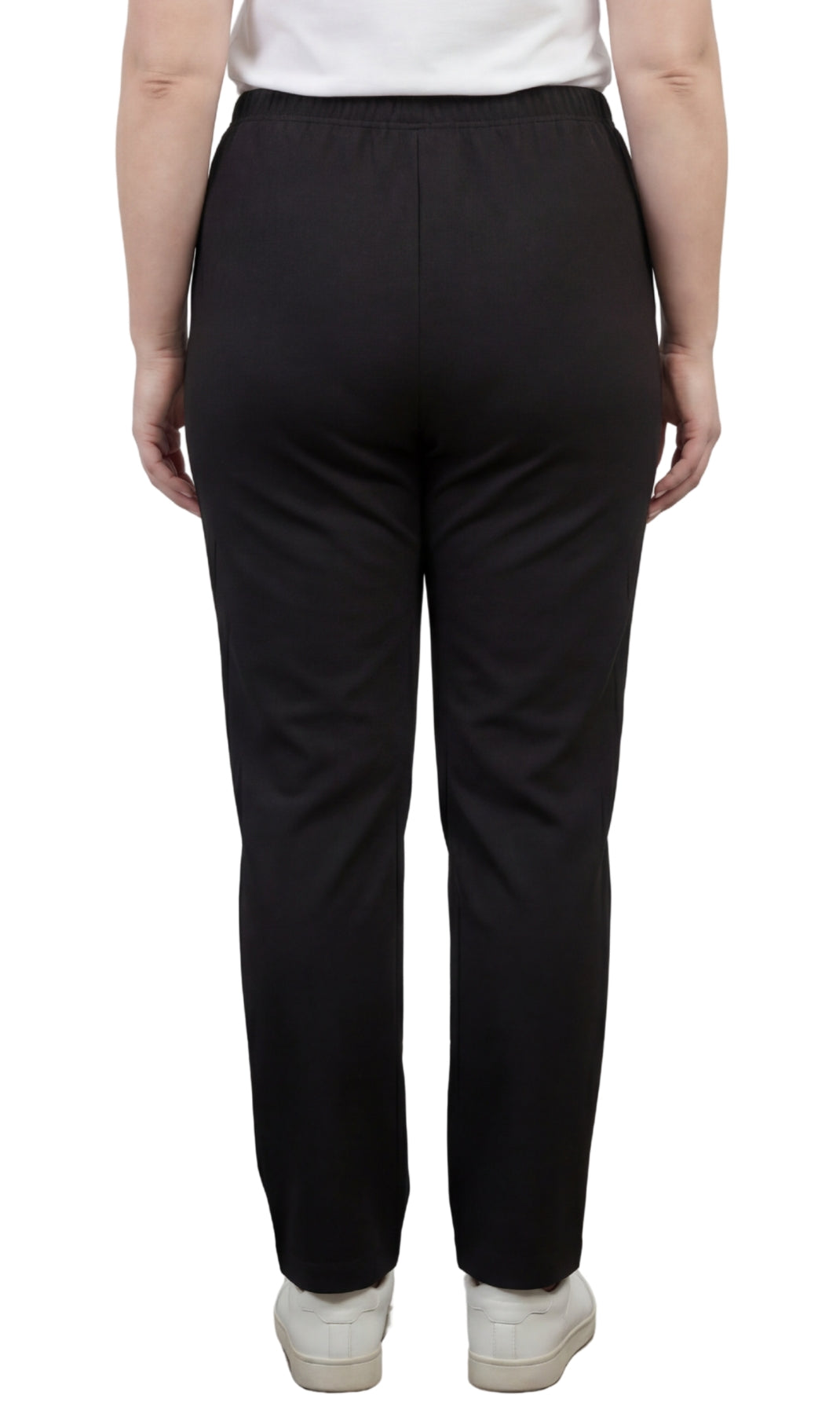 Turtle Bay New York Womens Classic Poly Knit Pants - Pull On Slacks with Elastic Waist Black back