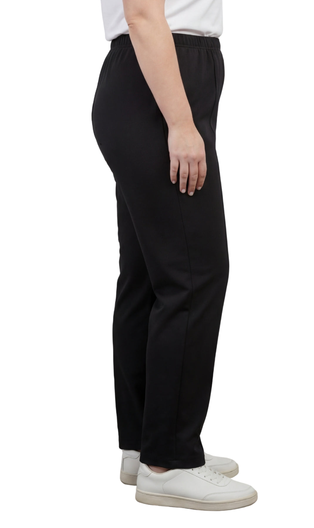 Turtle Bay New York Womens Classic Poly Knit Pants - Pull On Slacks with Elastic Waist Black side