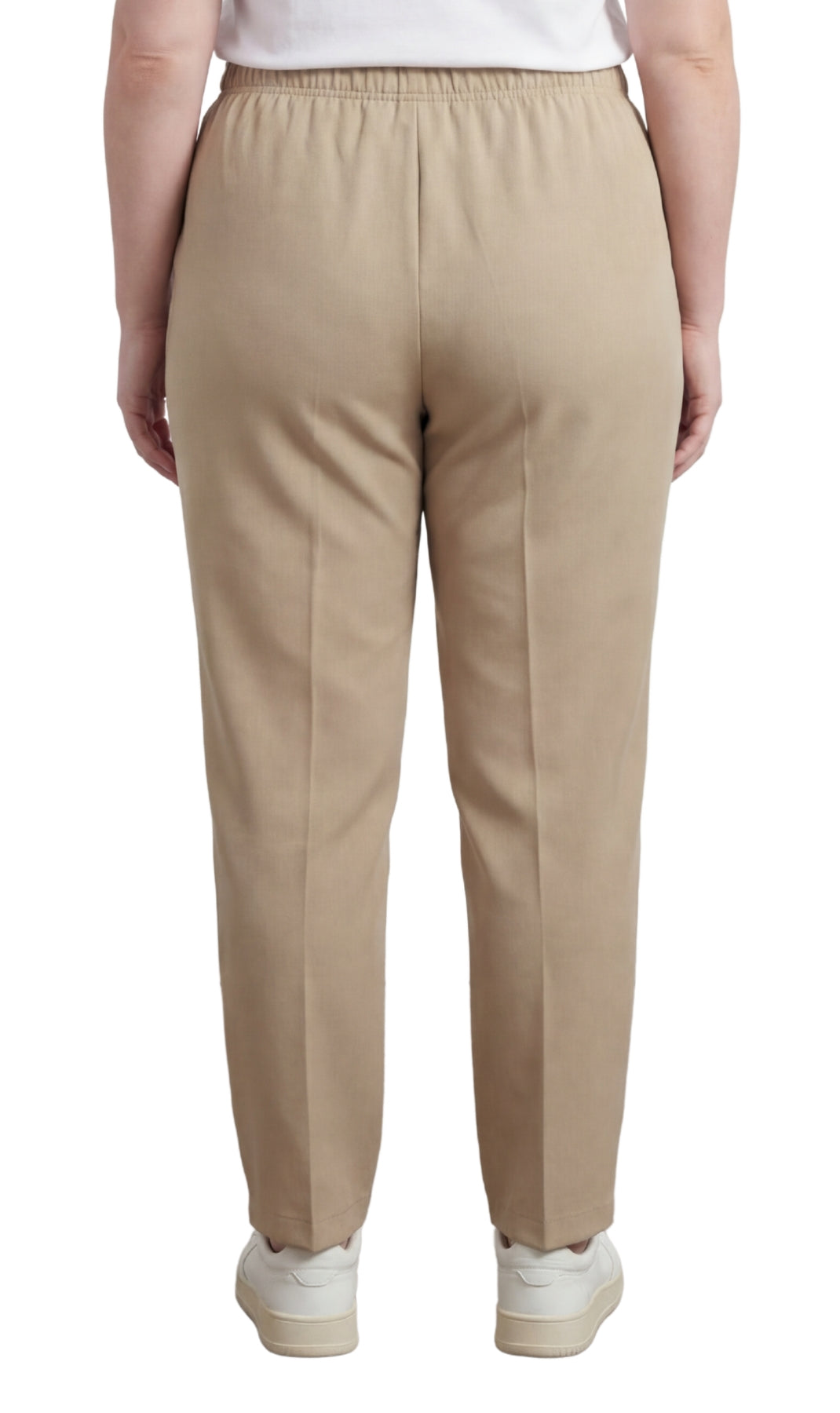 Turtle Bay New York Womens Classic Poly Knit Pants - Pull On Slacks with Elastic Waist stone back