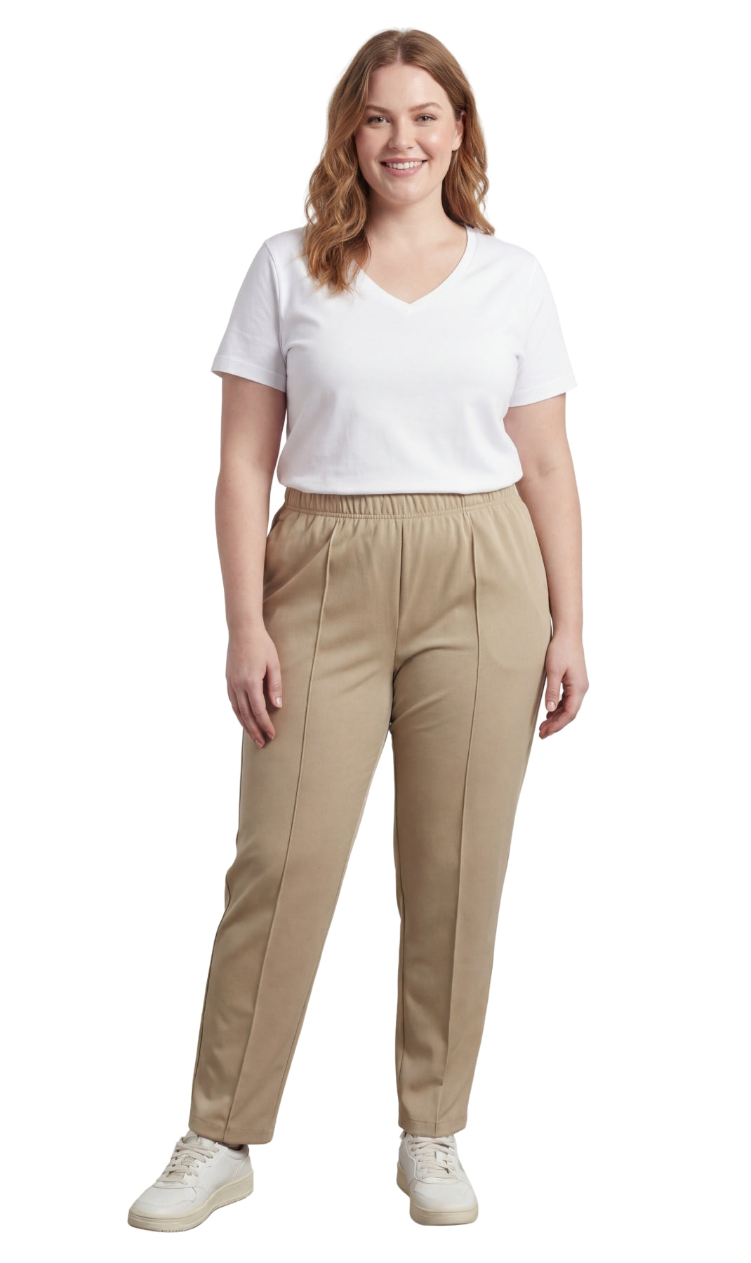 Turtle Bay New York Womens Classic Poly Knit Pants - Pull On Slacks with Elastic Waist stone full