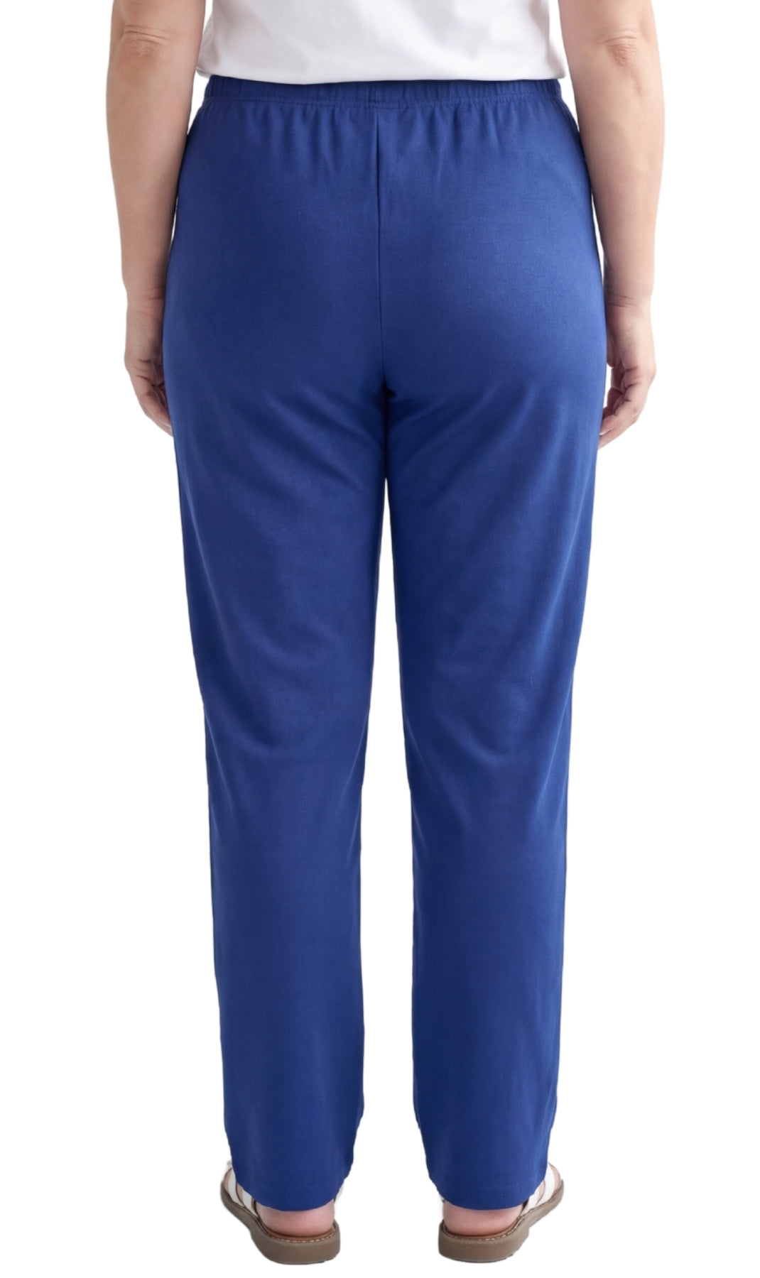 Turtle Bay New York Womens Classic Poly Knit Pants - Pull On Slacks with Elastic Waist navy back