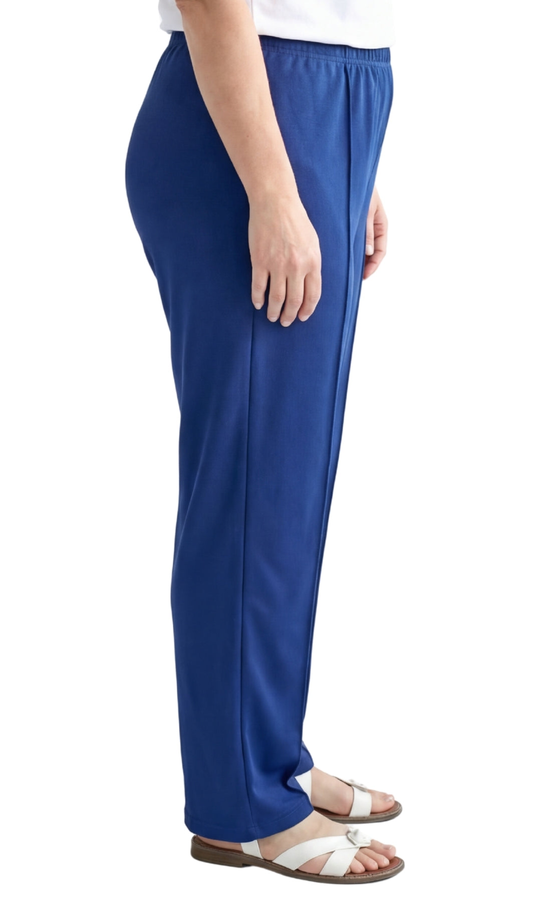Turtle Bay New York Womens Classic Poly Knit Pants - Pull On Slacks with Elastic Waist navy side