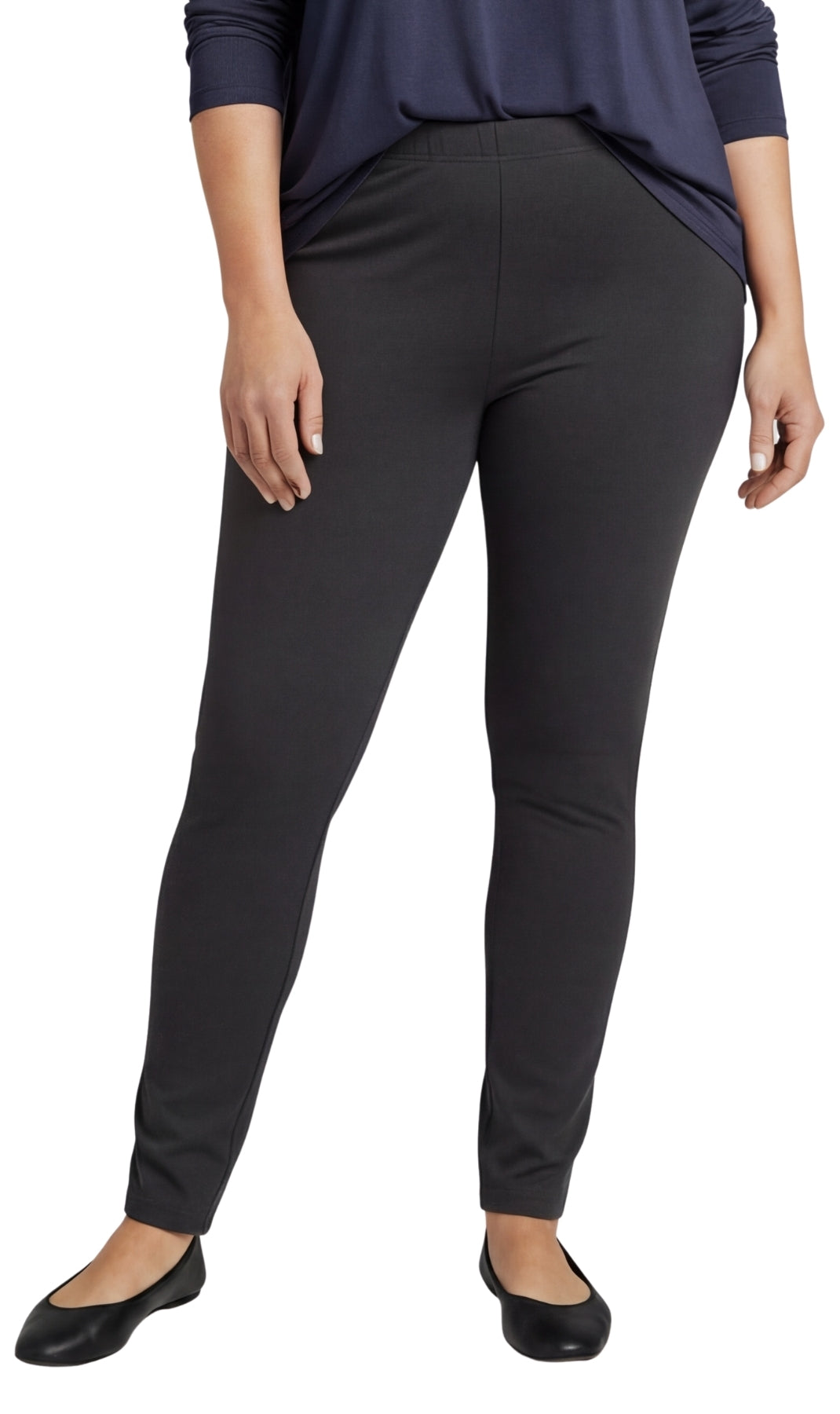Women's Premium Cotton Stretch High-Waisted Black Leggings - Dressy Comfort in an Everyday Essential 5