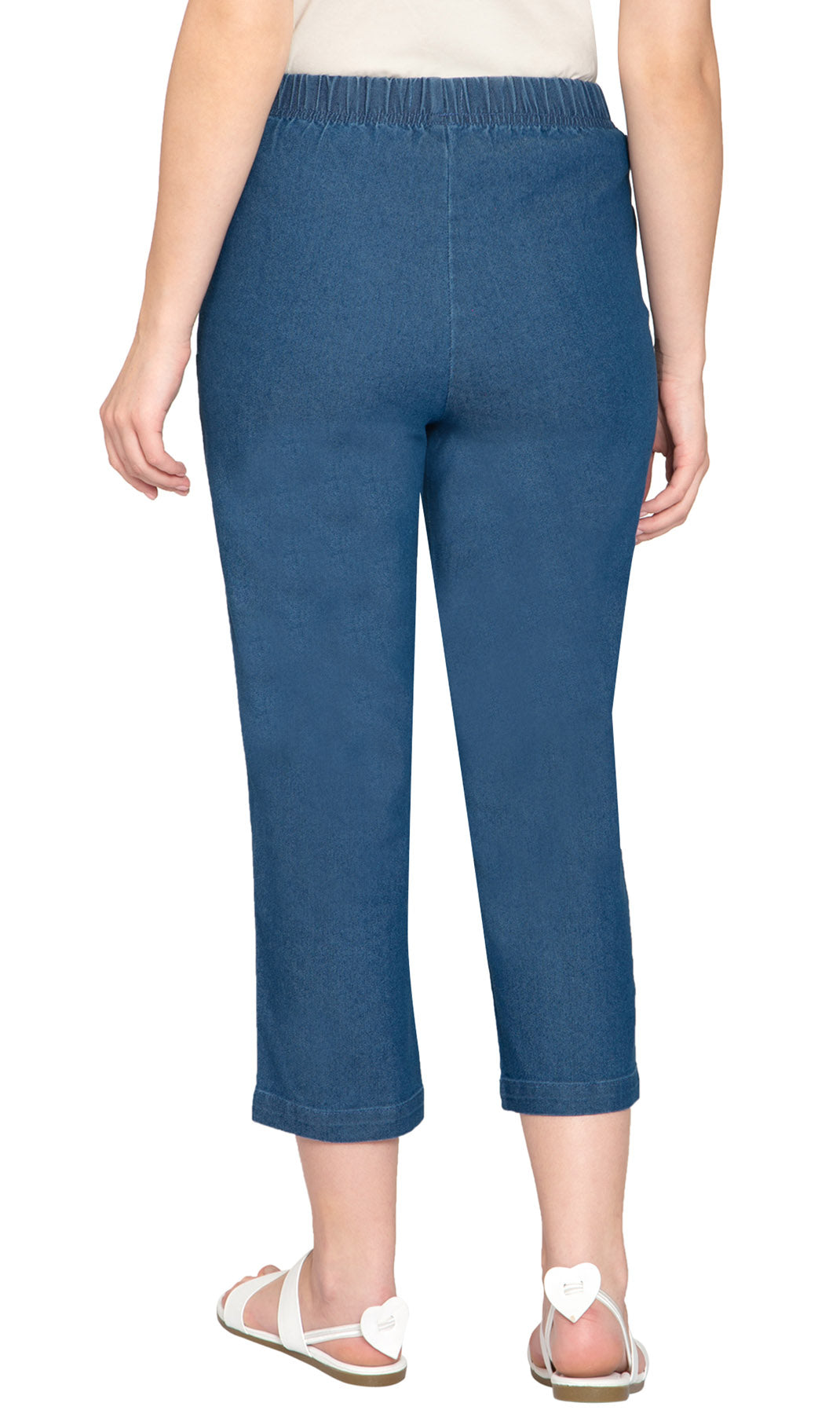 Women's Stretch Denim CaprisÔÇô Lightweight Stretch Fabric for Cool Comfort - Med Blue - Back - TURTLE BAY APPAREL