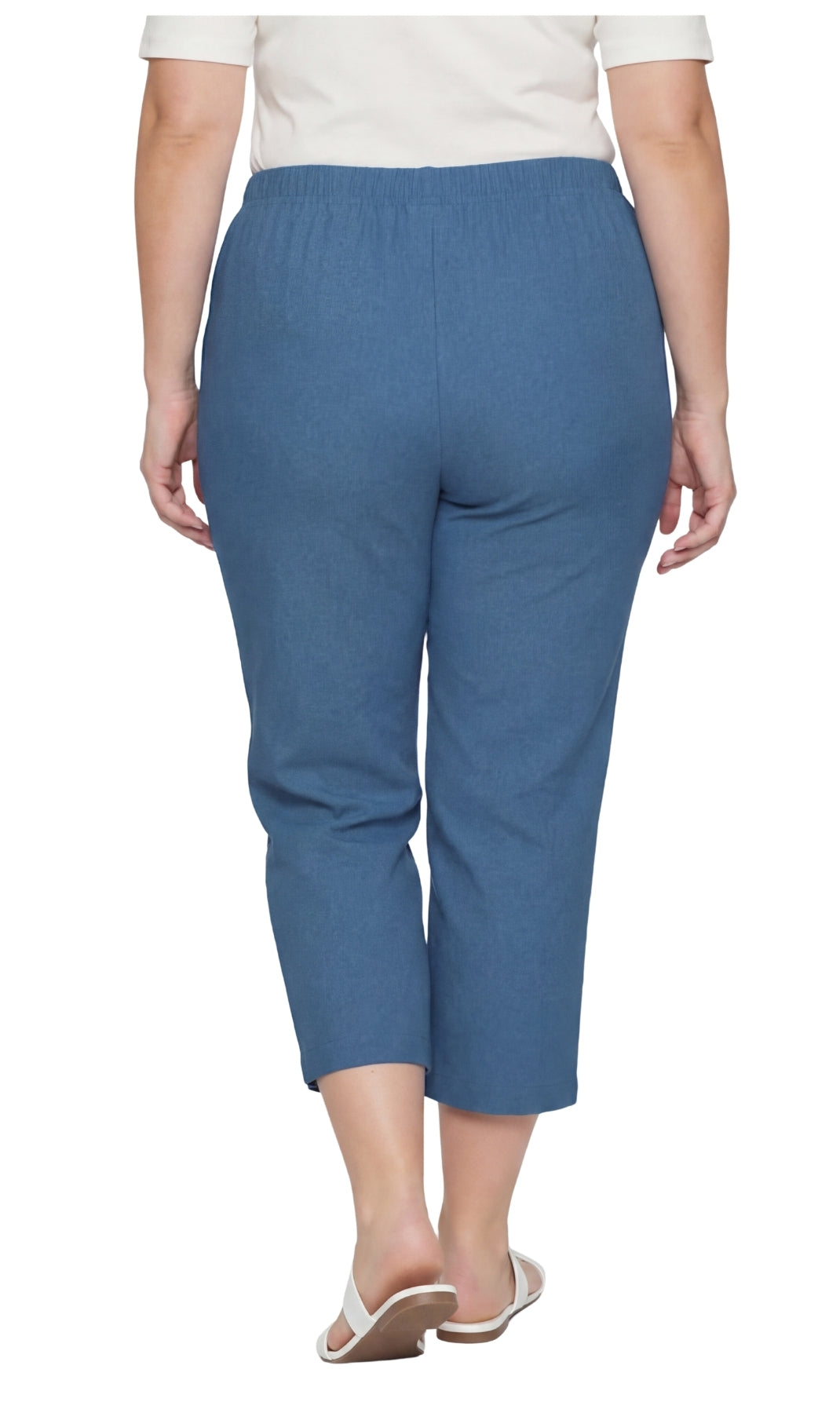 Turtle Bay Apparel Women's Lightweight Stretch Denim Capri Pants – Chambray Back View