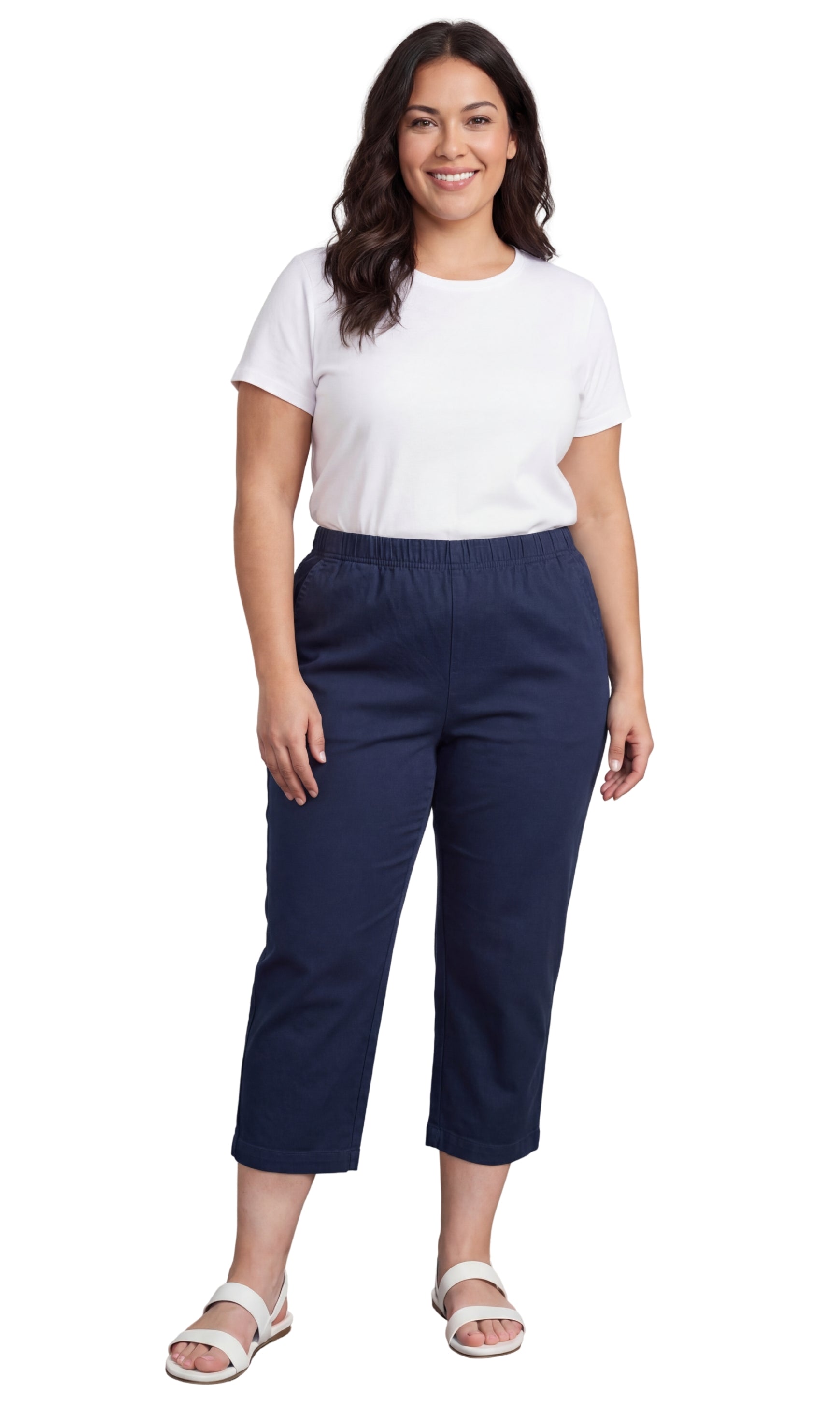 Turtle Bay New York Women’s Lightweight Stretch Denim Capri Pants – Comfortable Everyday Fit navy full