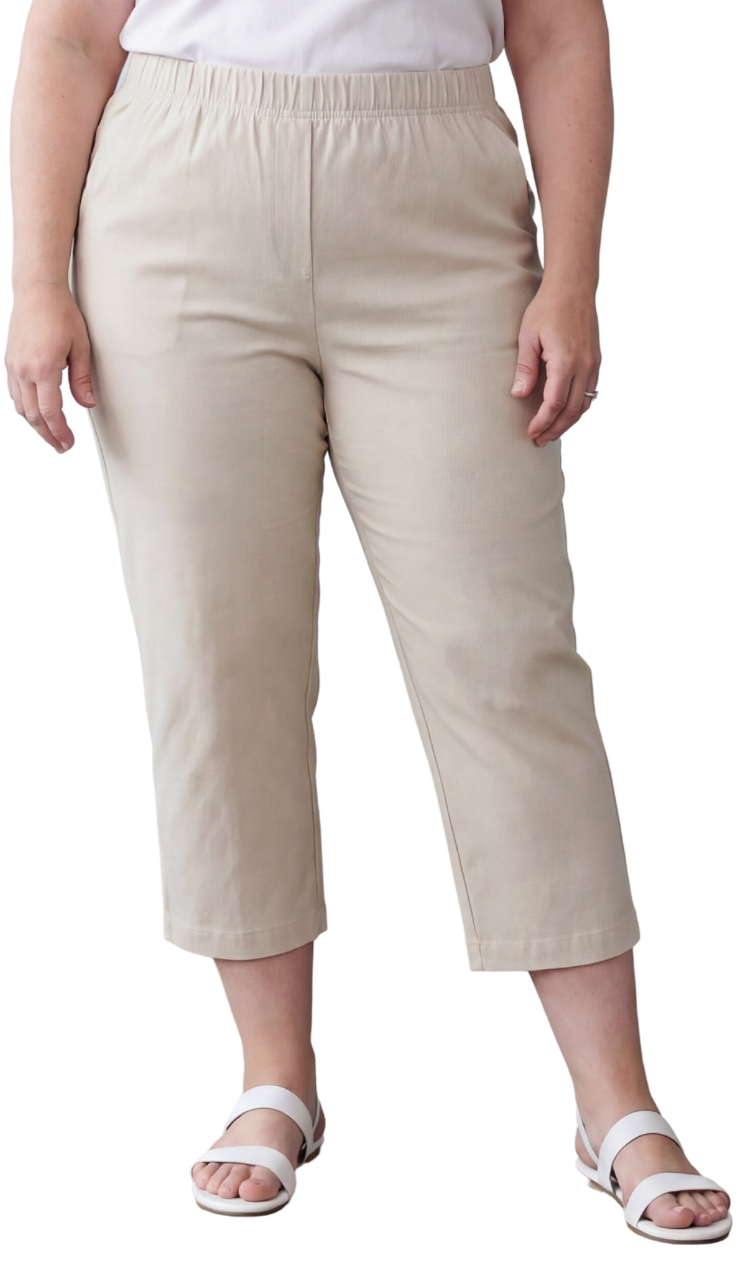 Turtle Bay New York Women’s Lightweight Stretch Denim Capri Pants – Comfortable Everyday Fit stone front