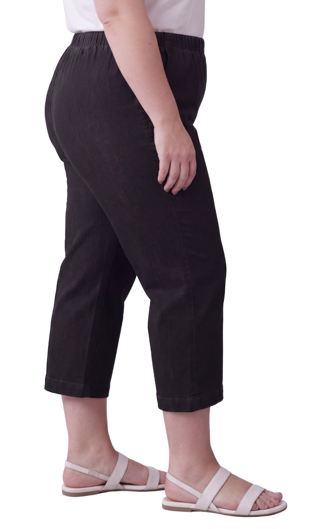 Turtle Bay New York Women’s Lightweight Stretch Denim Capri Pants – Comfortable Everyday Fit black side