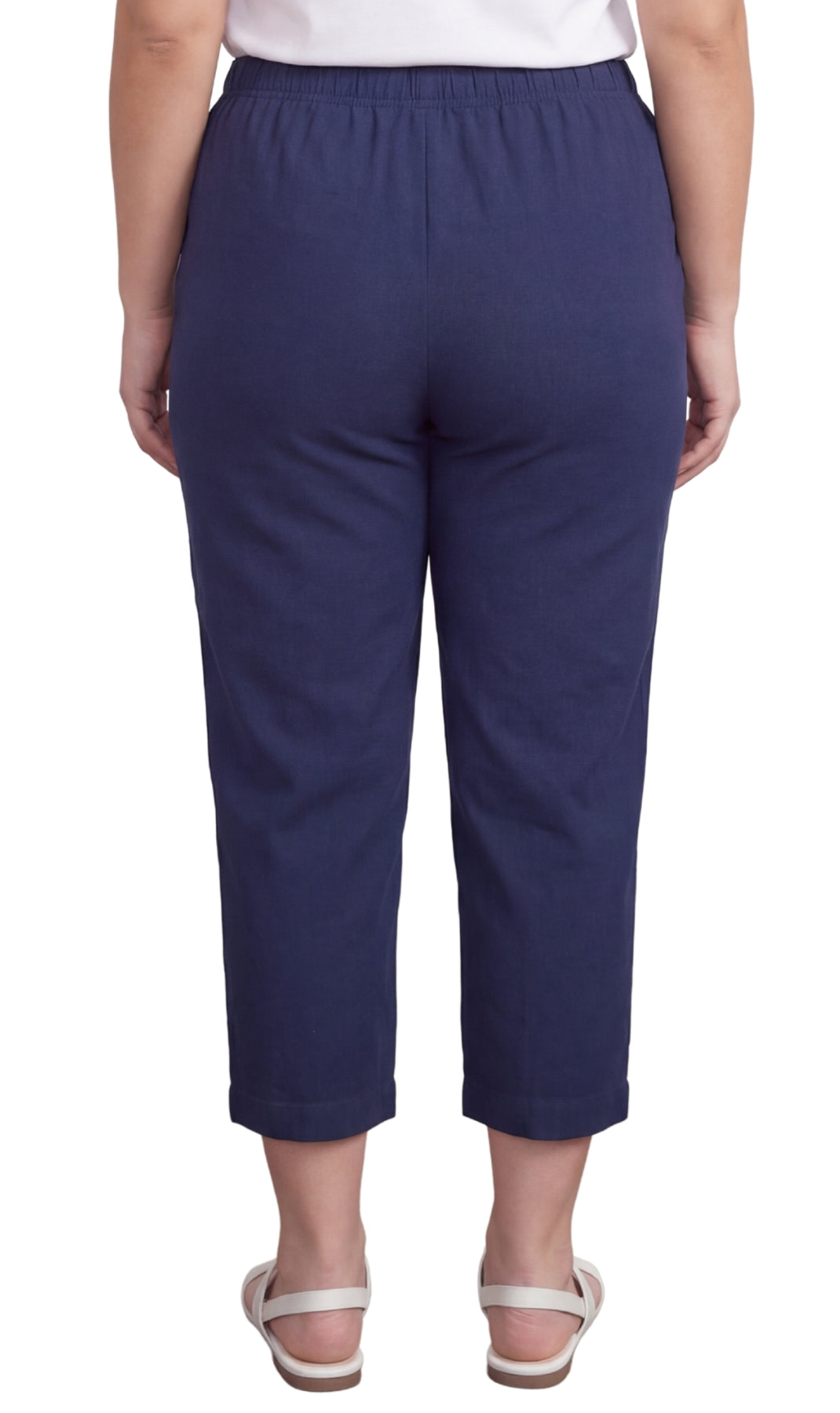 Turtle Bay New York Women’s Lightweight Stretch Denim Capri Pants – Comfortable Everyday Fit navy back