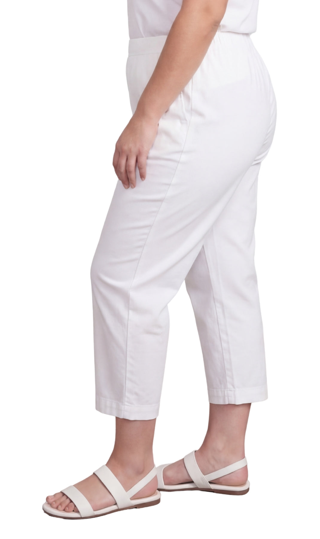 Turtle Bay New York Women’s Lightweight Stretch Denim Capri Pants – Comfortable Everyday Fit white side