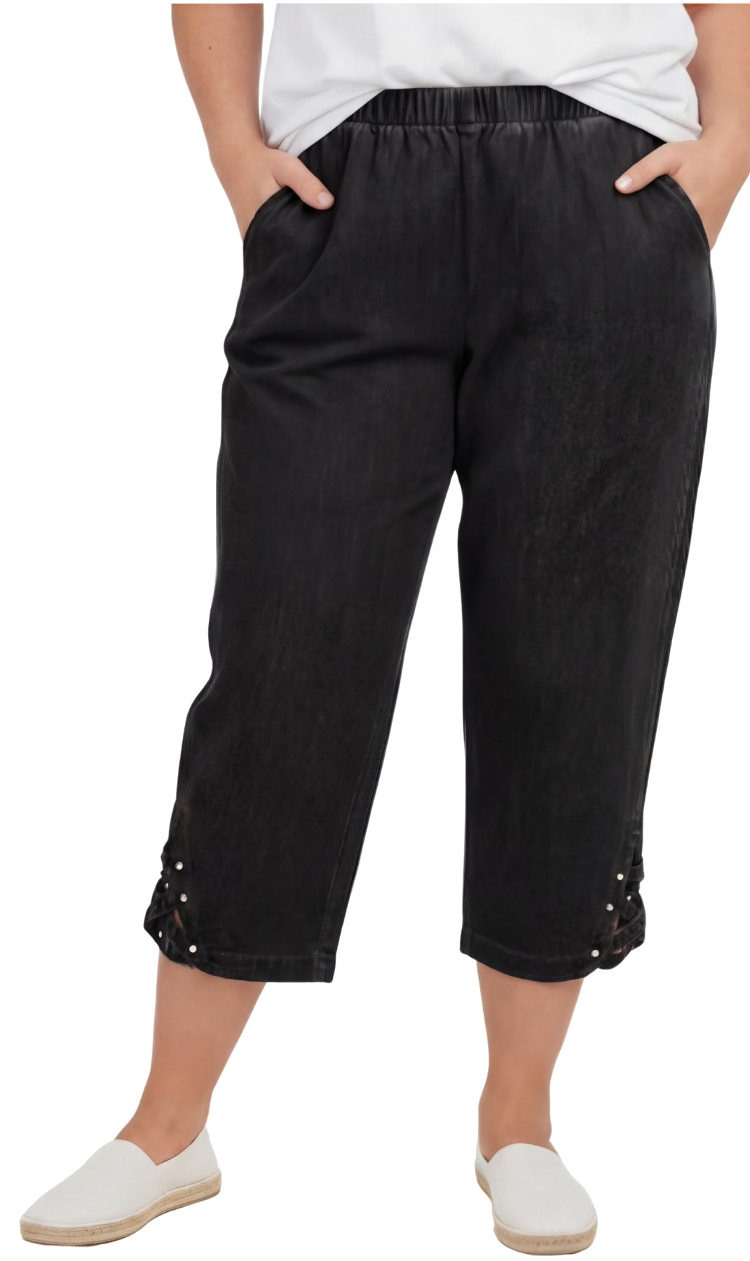 Women’s Lightweight Capris with Studded Hem Detail