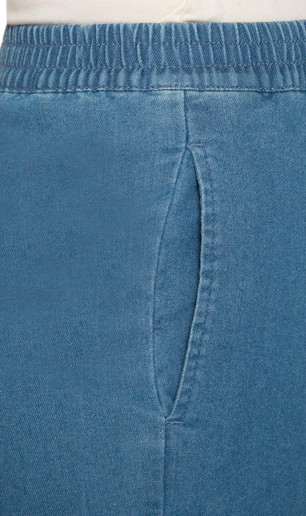 Women's Denim Pull On Bermuda Shorts - Easy Pull On Styles in Lightweight Denim  Chambray - Pocket -TURTLE BAY APPAREL