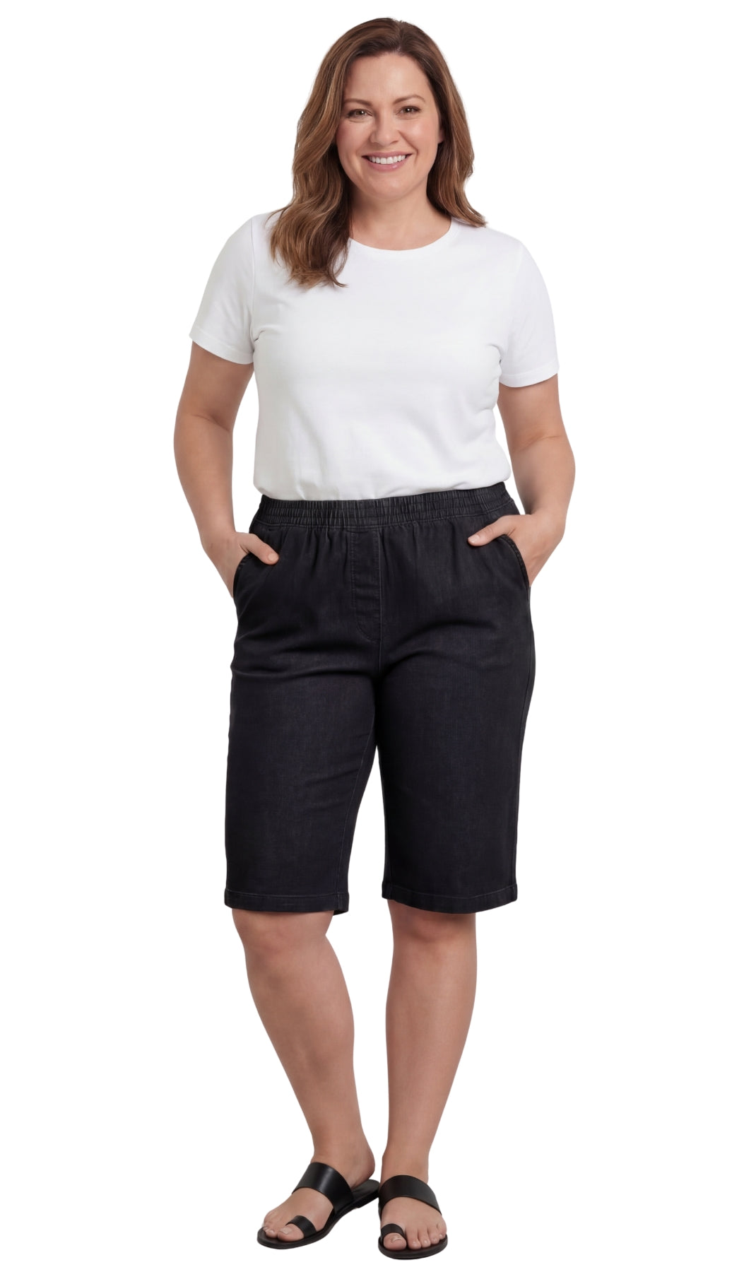 Women's Easy Pull-On Bermuda Shorts in Denim and Twill 31