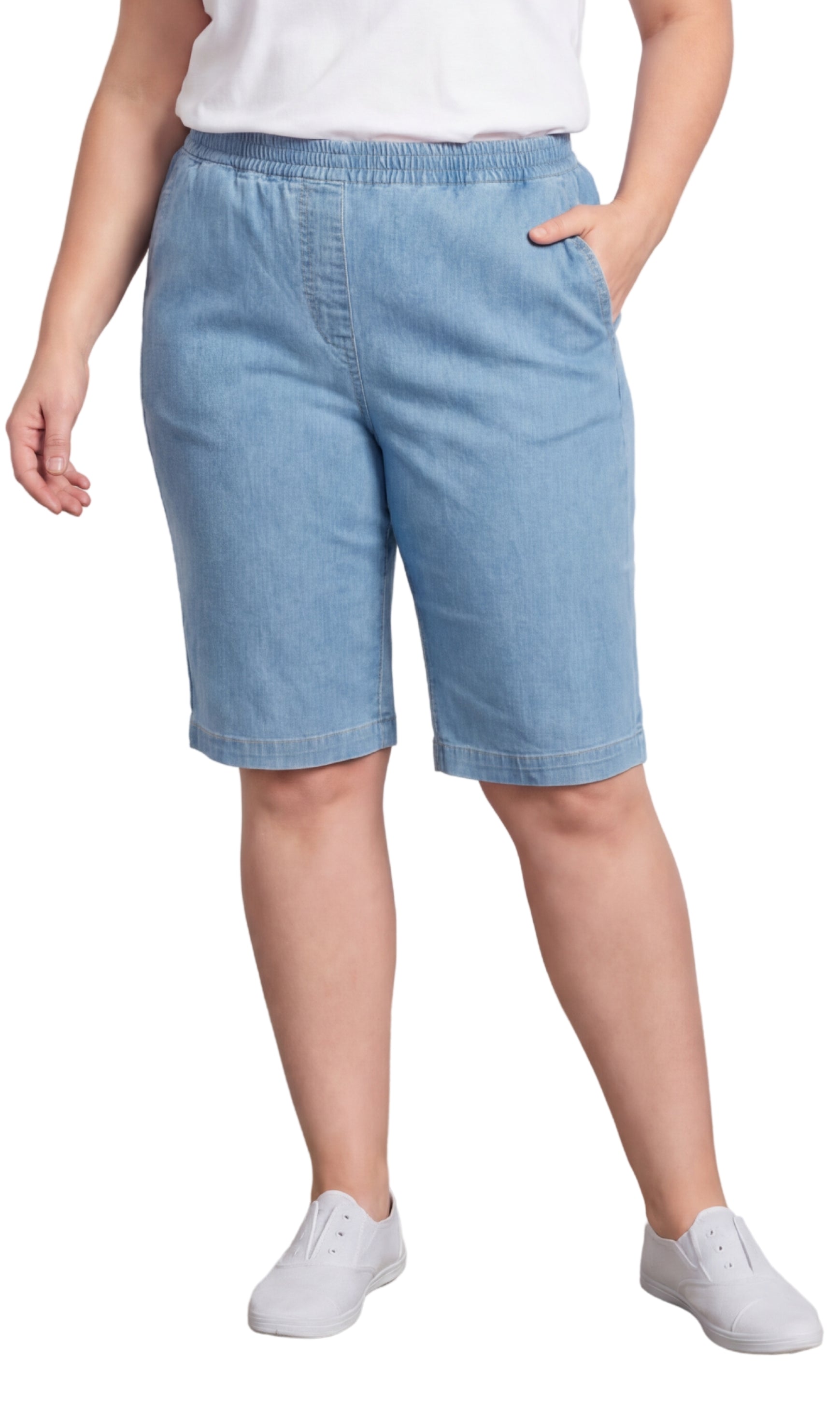 Women's Easy Pull-On Bermuda Shorts in Denim and Twill 7