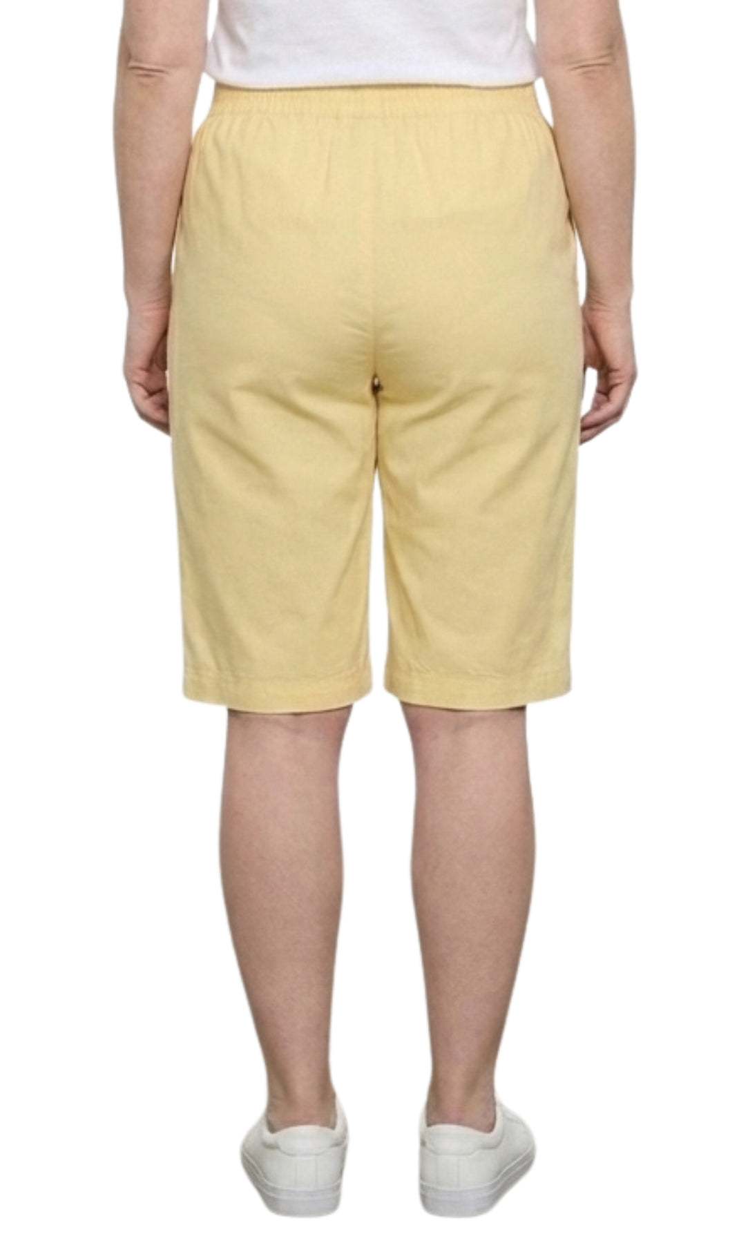 Turtle Bay New York Women's Easy Pull on Bermuda Shorts in Denim and Twill banana back