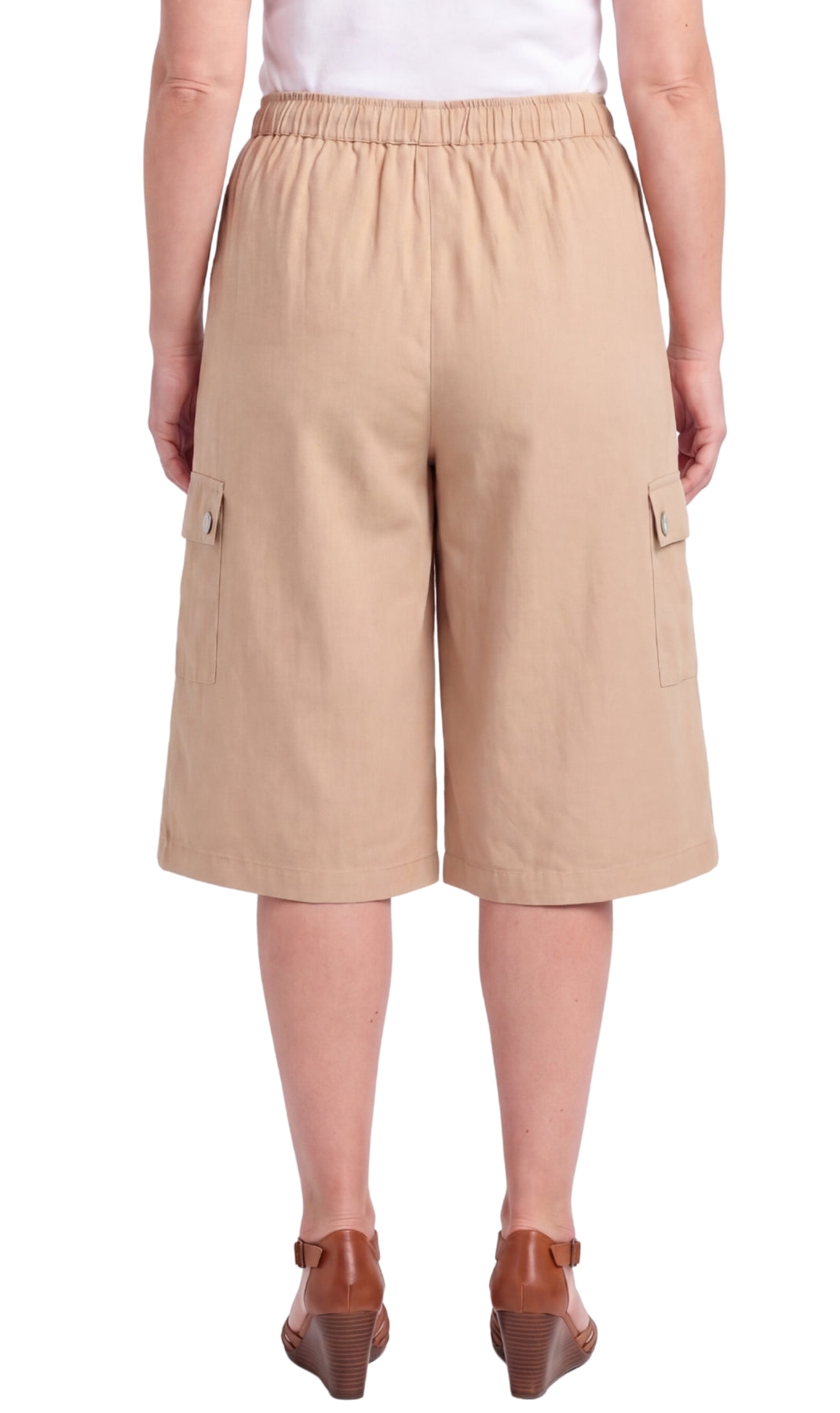 Women's Calcutta Split Skirt With Cargo Pocket -The Sportiness of Shorts, The Coolness of a Skirt - khaki- back- TURTLE BAY APPAREL