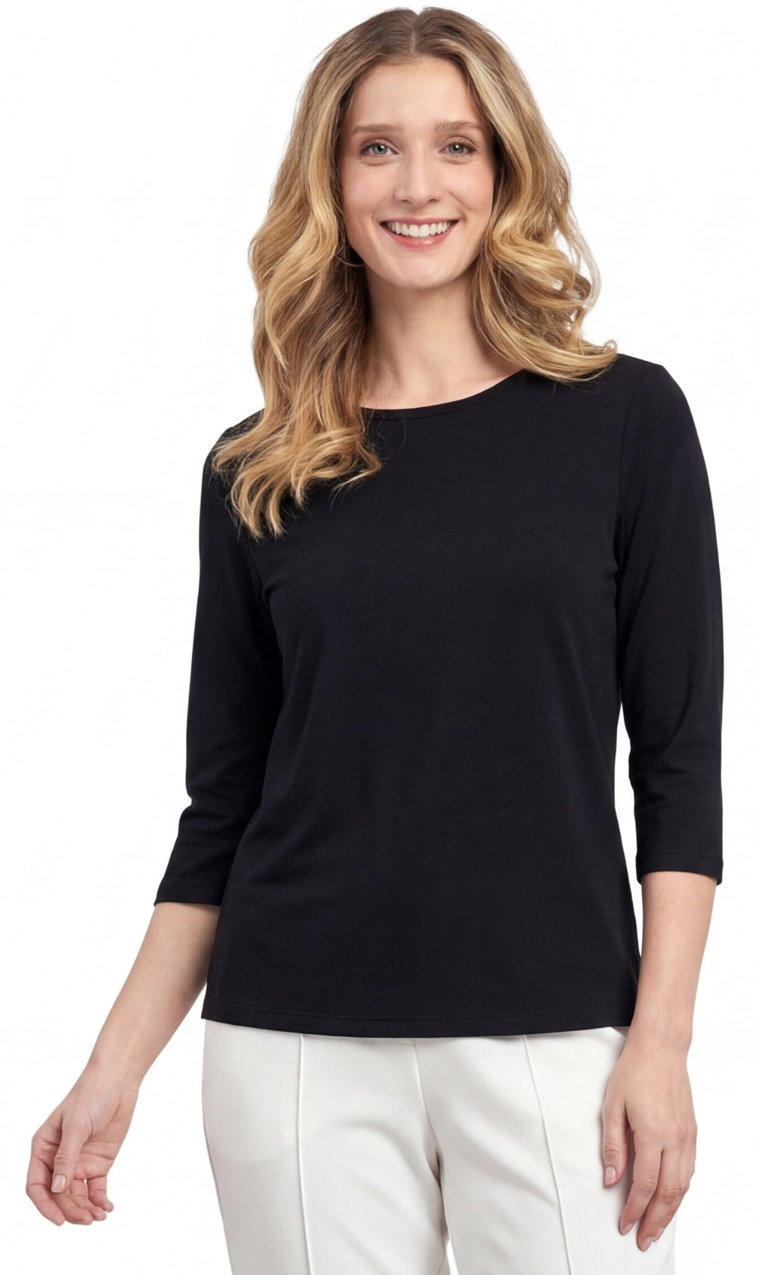Women's 3/4 Sleeve Crew Neck Top – Comfortable Jer 11