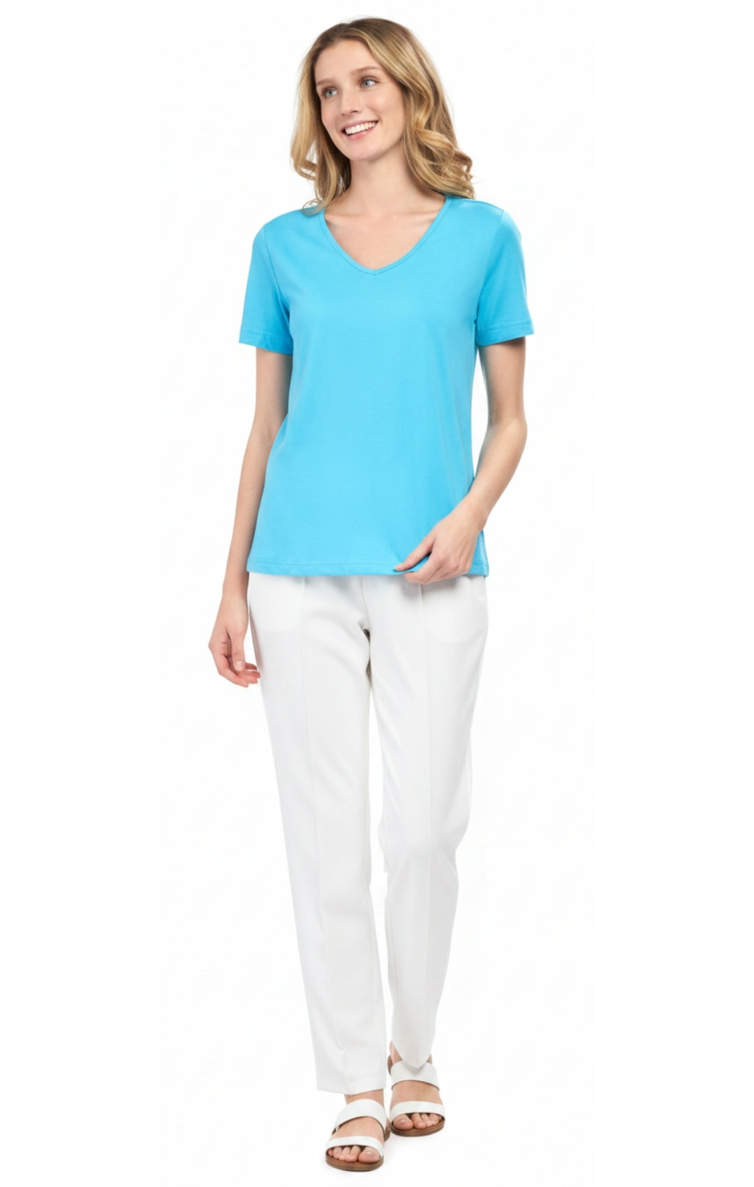 Women's Perfect Short-Sleeve V-Neck Tee Shirt - Cotton blend and Wrinkle Resistant 28