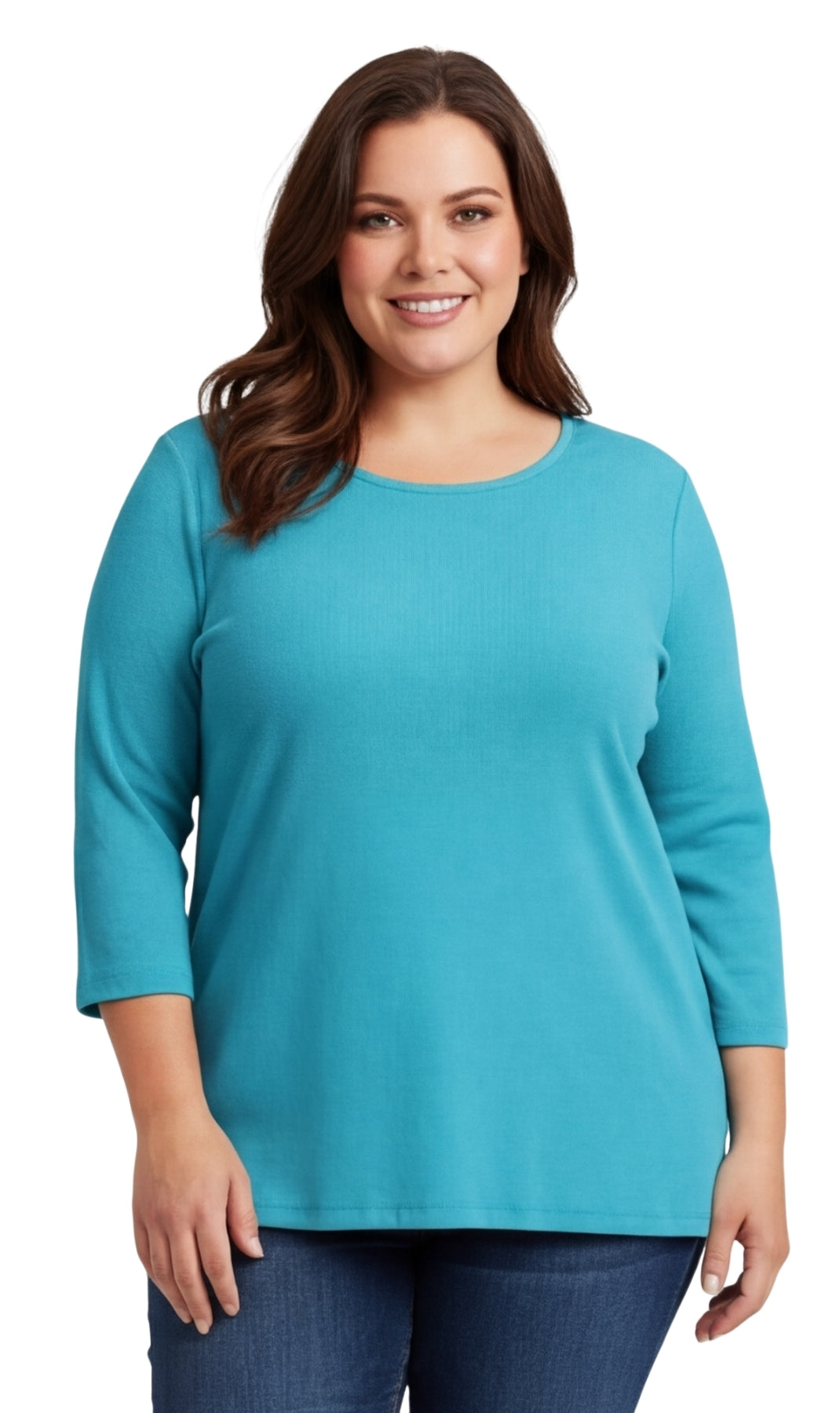 Women's Ribbed 3/4 Sleeve Crew Neck Cotton Top 11