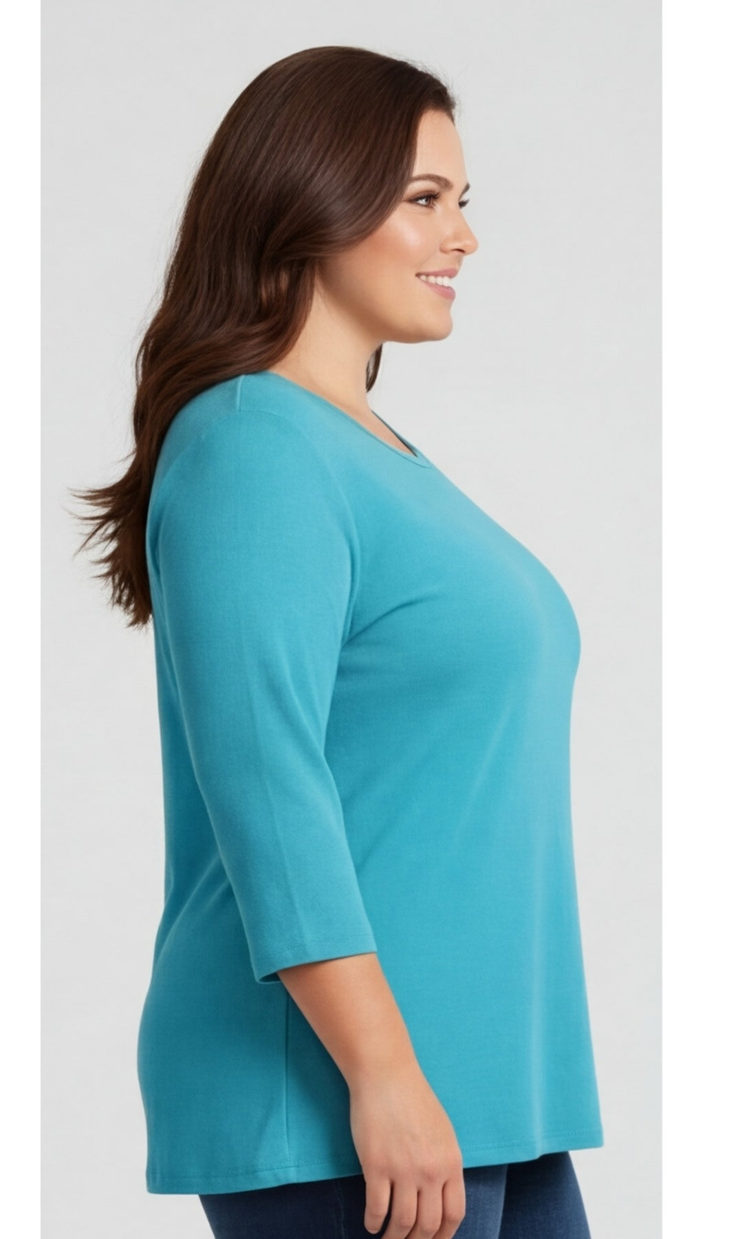 Women's Ribbed 3/4 Sleeve Crew Neck Cotton Top 12