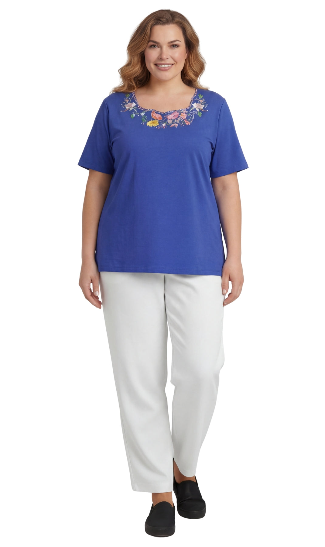 Women's Scalloped Neckline Embellished Tee 16