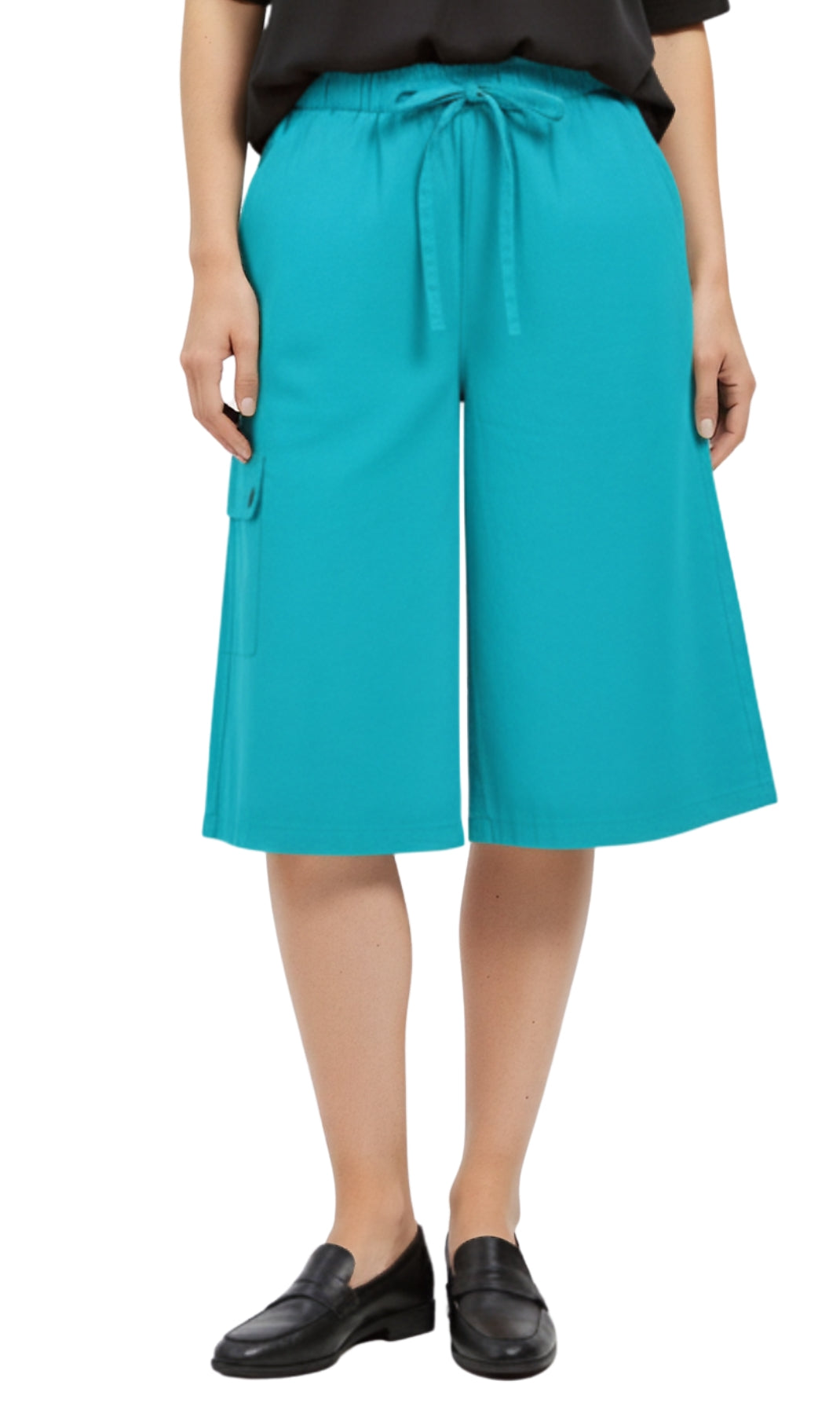 Women's Calcutta Split Skirt With Cargo Pocket -The Sportiness of Shorts, The Coolness of a Skirt - Turquoise - front-  TURTLE BAY APPAREL