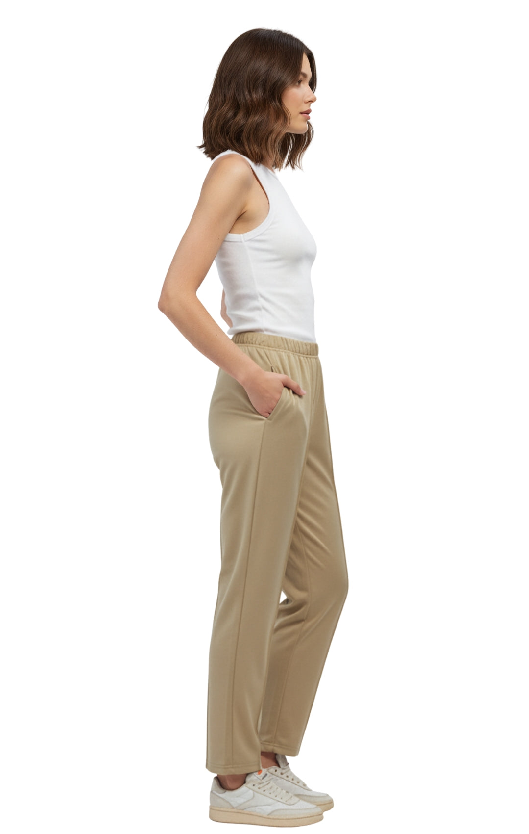 Womens Classic Poly Knit Pants - Pull On Slacks with Elastic Waist 18