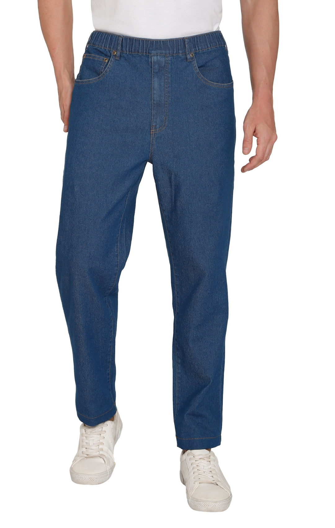 Men's Casual Elastic Waist Denim & Twill Pull on Jeans Pants 23