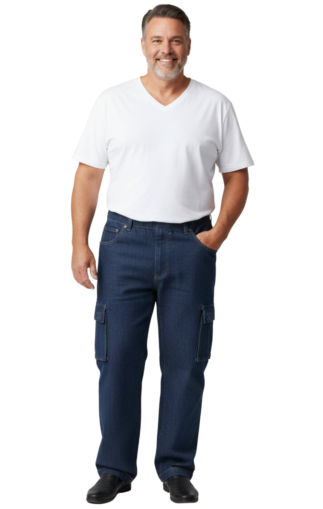 Turtle Bay Apparel Men's Lightweight Double Cargo Pocket Pull-On Jeans