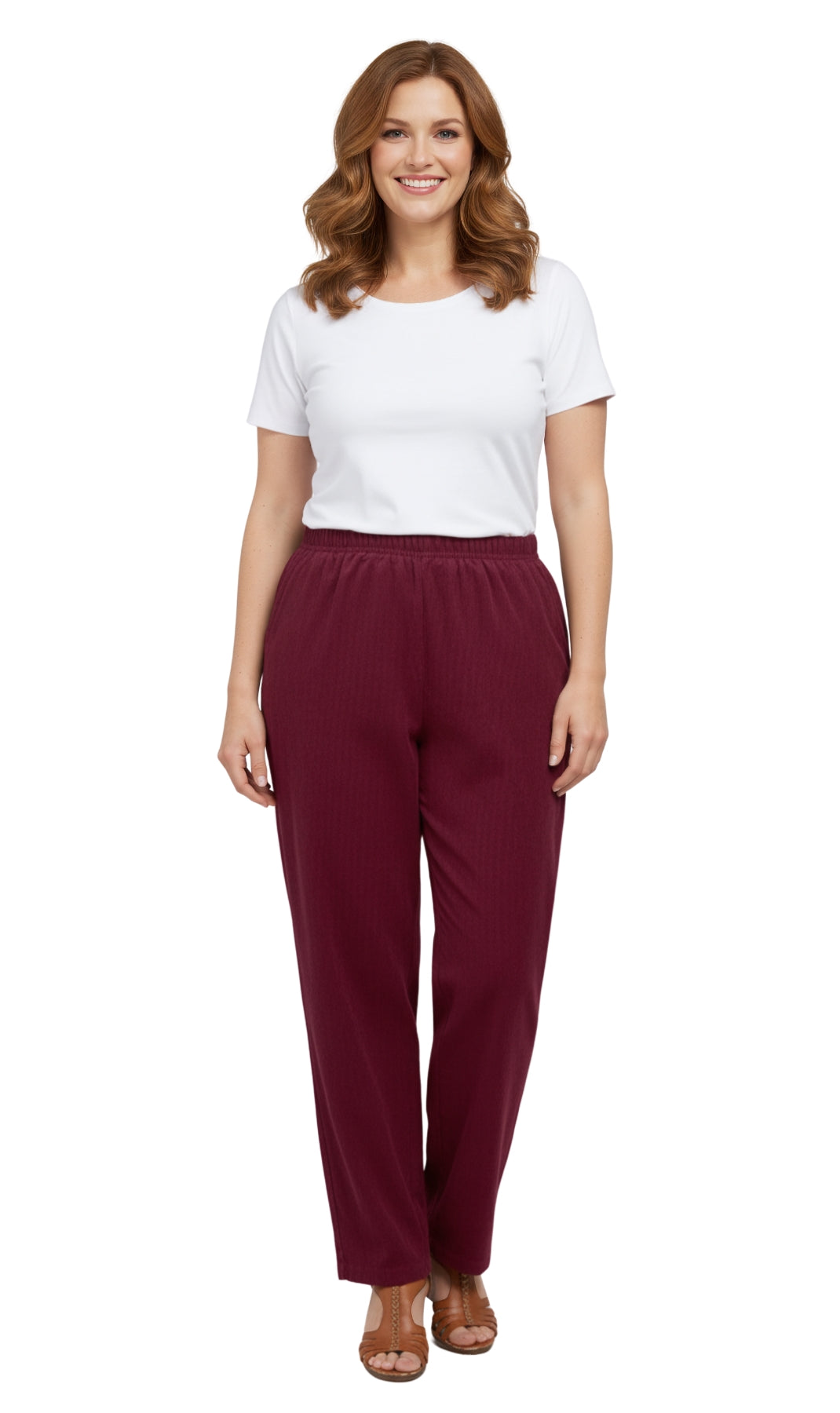 Womens Pull On Fine Wale Corduroy Pants with soft-covered elastic waist 18