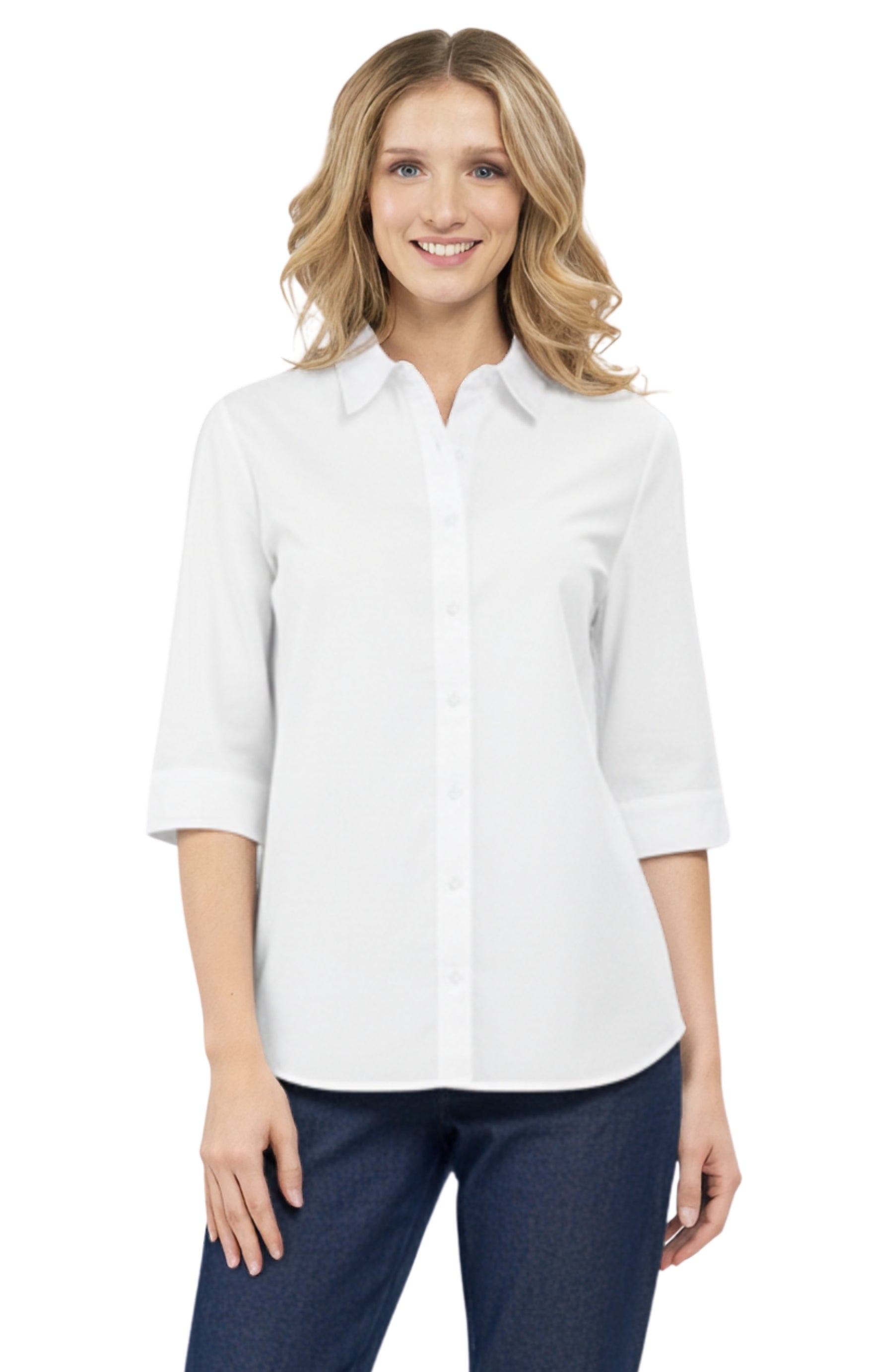 Turtle Bay Apparel Womens Regular Fit 3/4 Sleeve Button Down Collared Camp Shirt