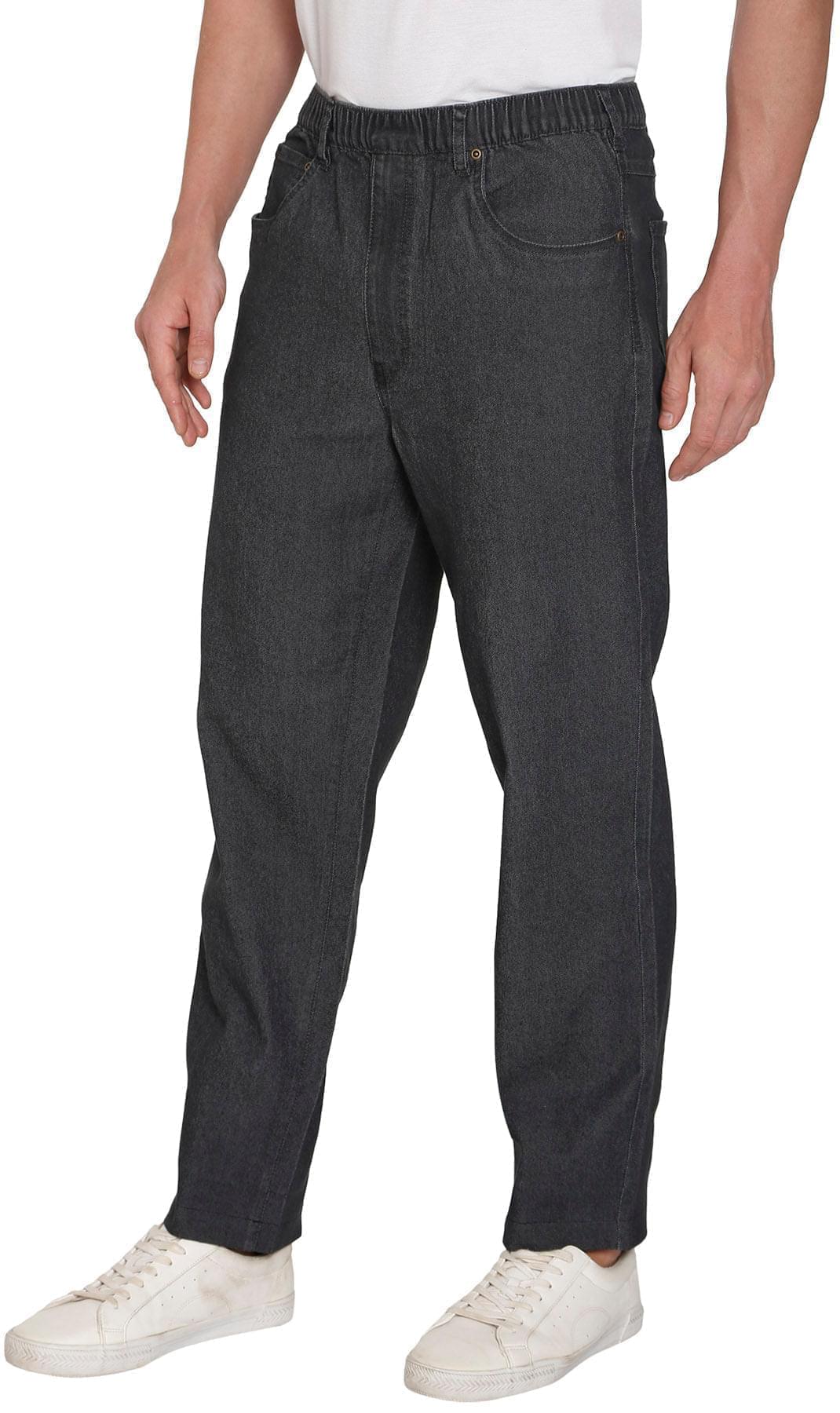 Turtle Bay New York Men's Casual Elastic Waist Denim Pull on Jeans Pants -Black - Side - TURTLE BAY APPAREL