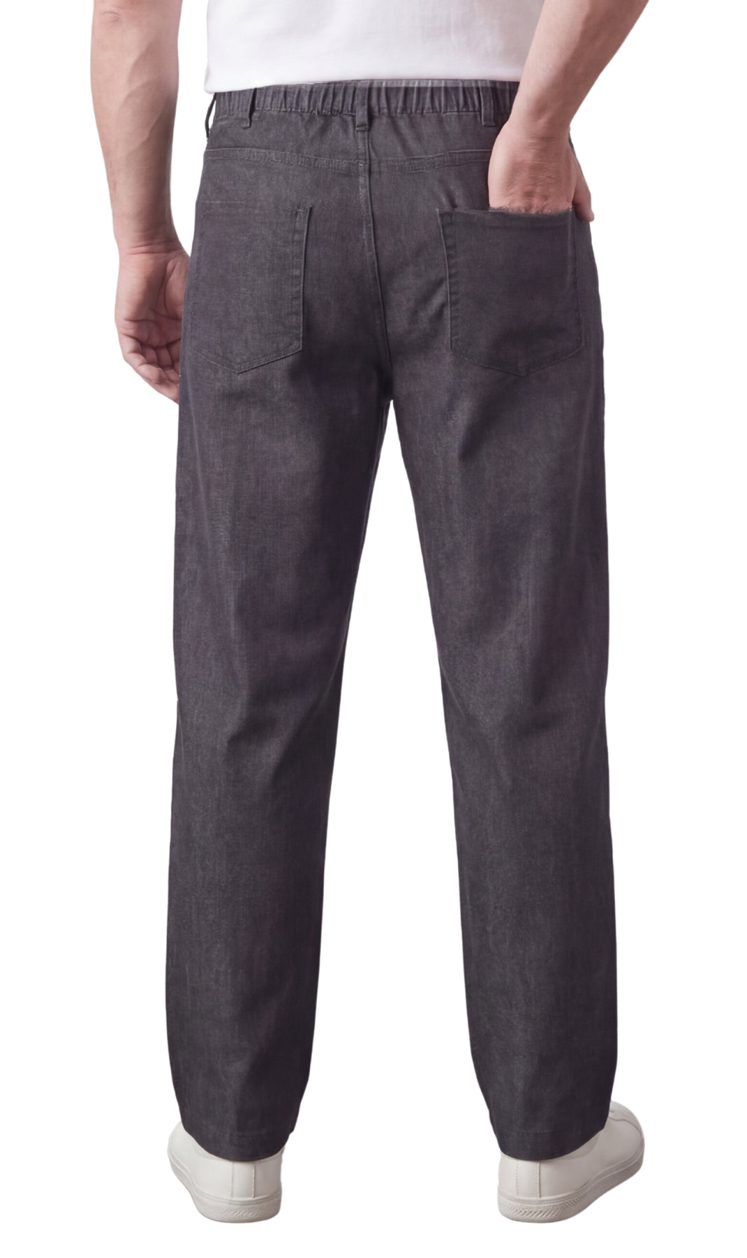 Men’s Lightweight Casual Elastic Waist Pull-On Jeans – Denim & Twill Pants with Easy Fit