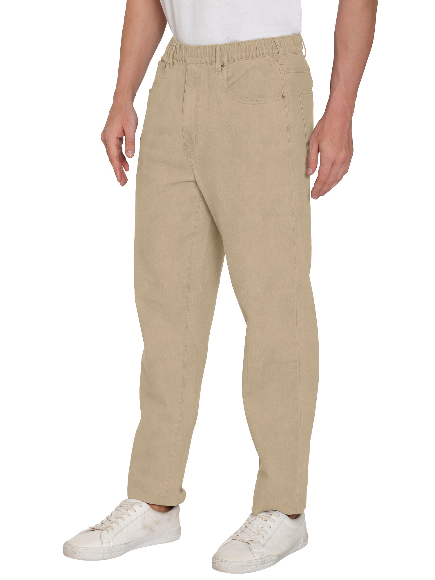 Men's Casual Elastic Waist Denim & Twill Pull on Jeans Pants 19