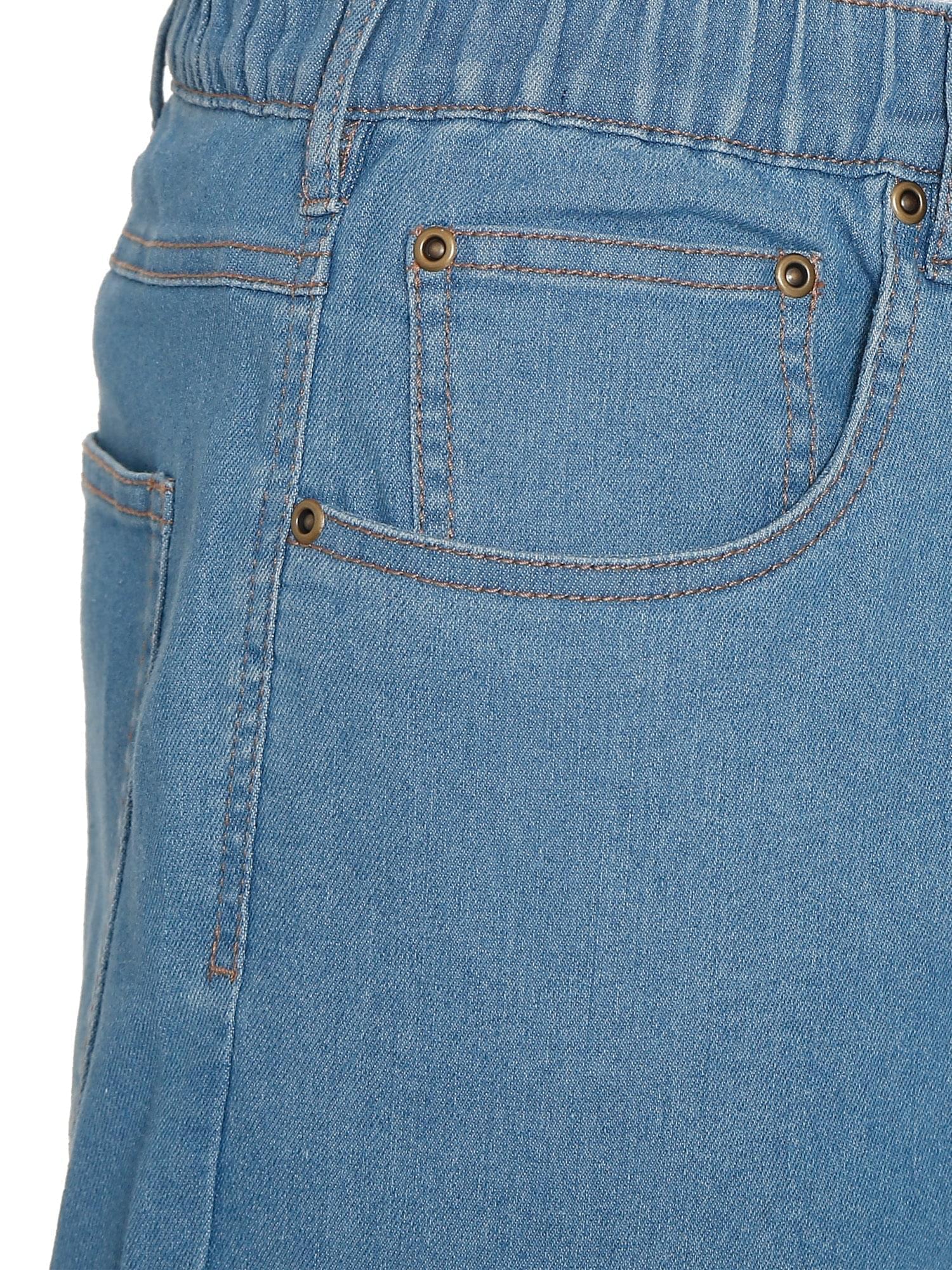 Turtle Bay New York Men's Casual Elastic Waist Denim Pull on Jeans Pants Stone Wash - Pocket - TURTLE BAY APPAREL