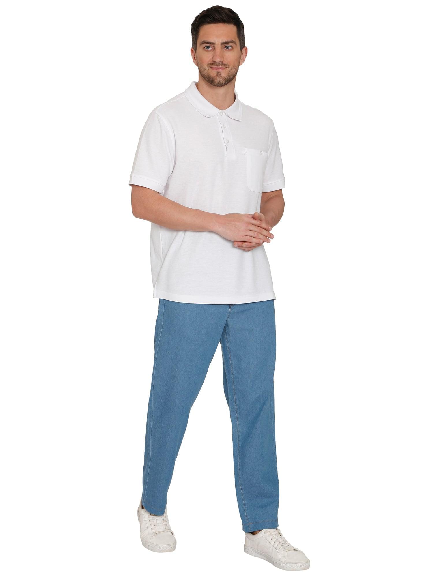 Turtle Bay New York Men's Casual Elastic Waist Denim Pull on Jeans Pants Stone Wash - Full - TURTLE BAY APPAREL