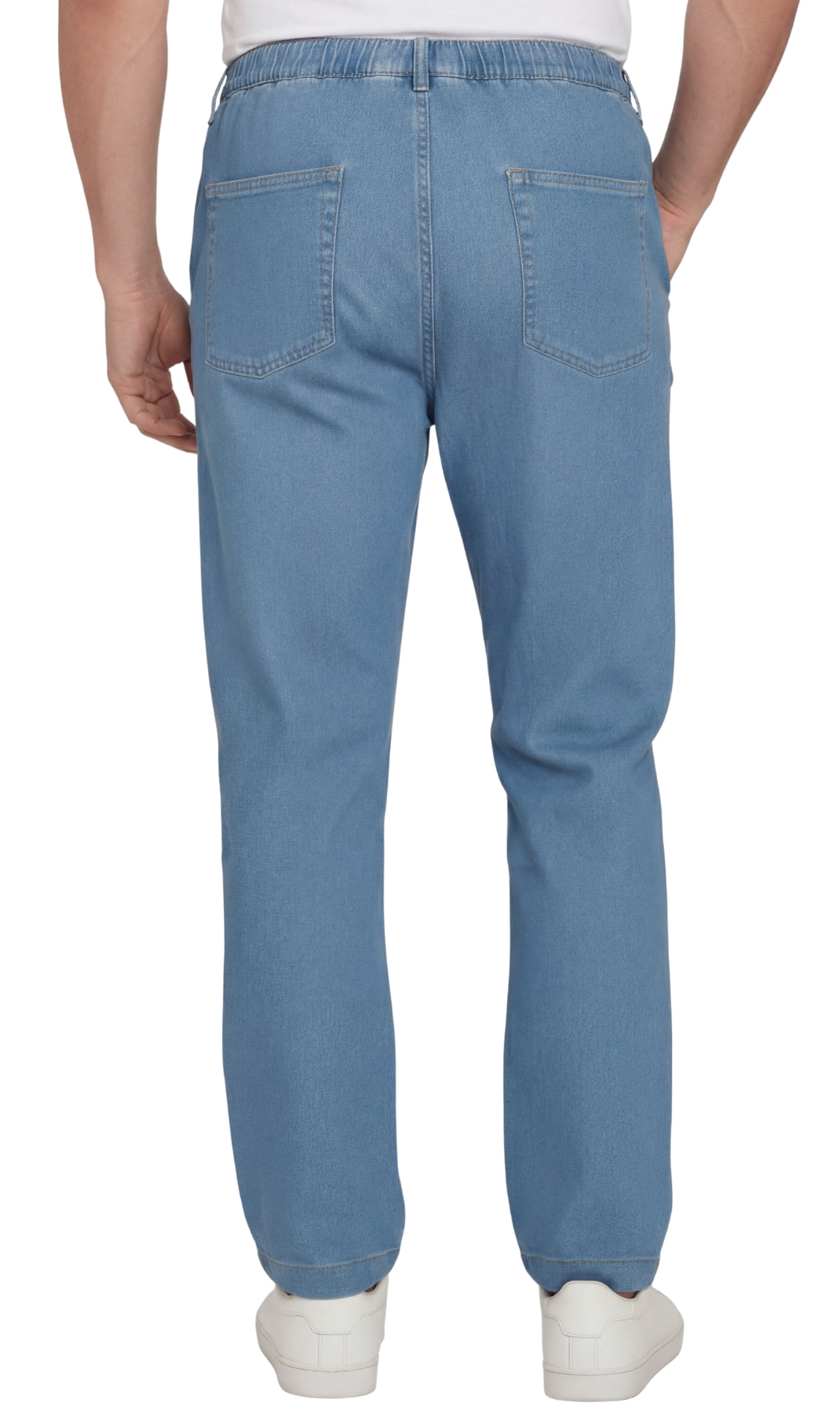 Men's Casual Elastic Waist Denim & Twill Pull on Jeans Pants 12