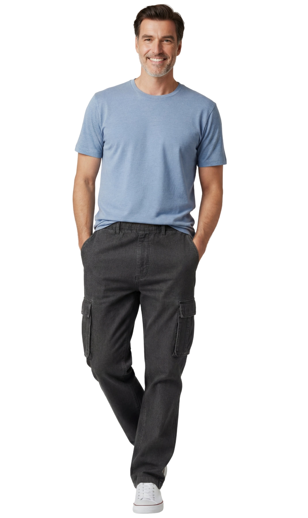 Men’s Double Cargo Pocket Pull-On Jeans – Rugged Cargo Pants in Cotton Blend Fabric 10