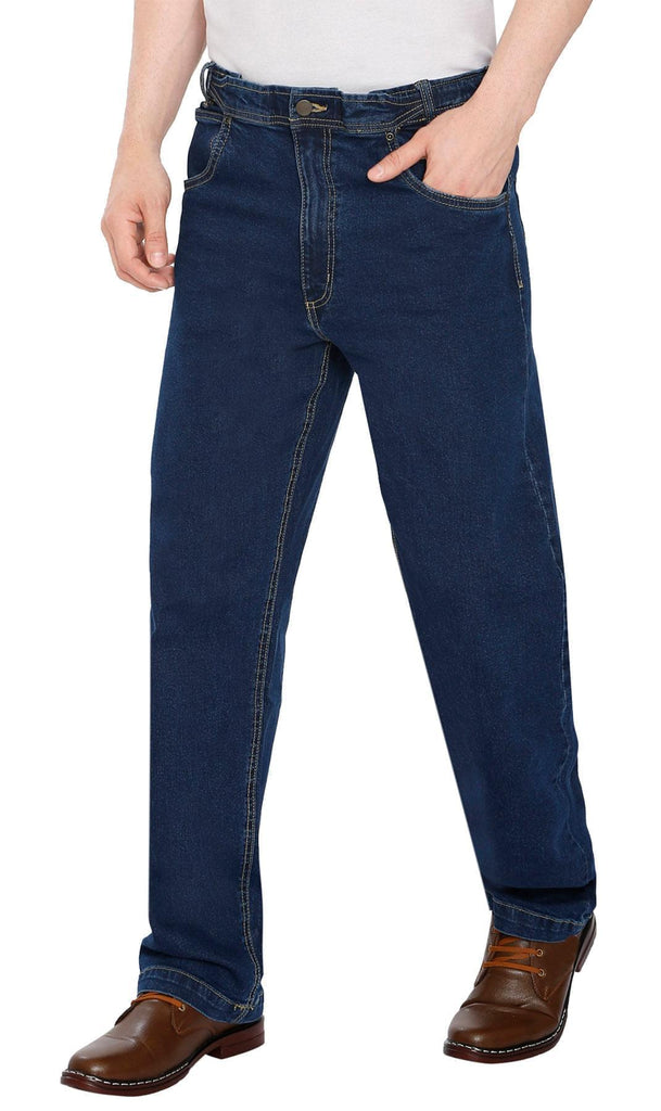 Mens Flex Waist Hidden Stretch Denim Jean - Blue - Front Pocket - TURTLE BAY APPAREL